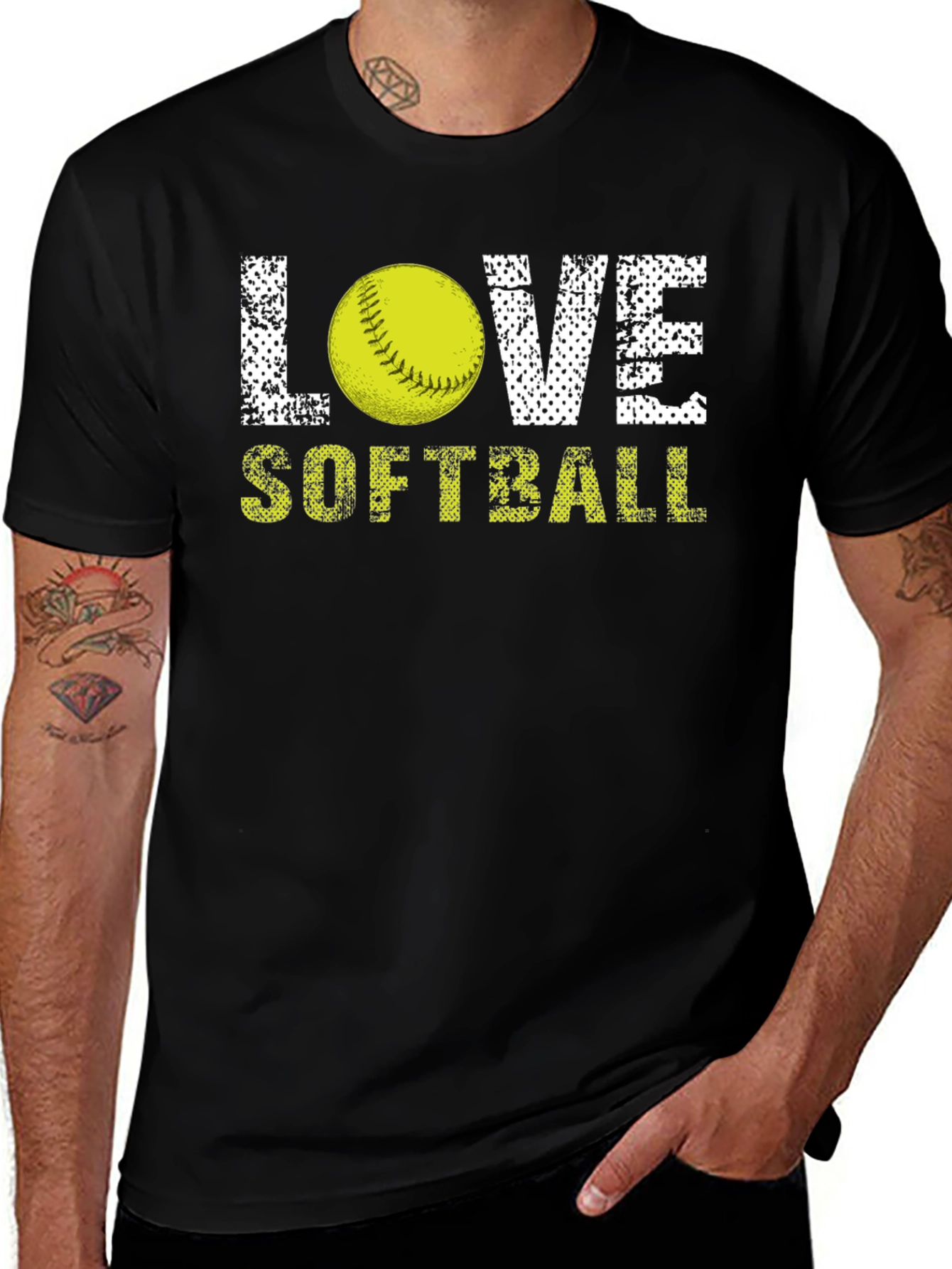 Love Softball Graphic T-Shirt - Black