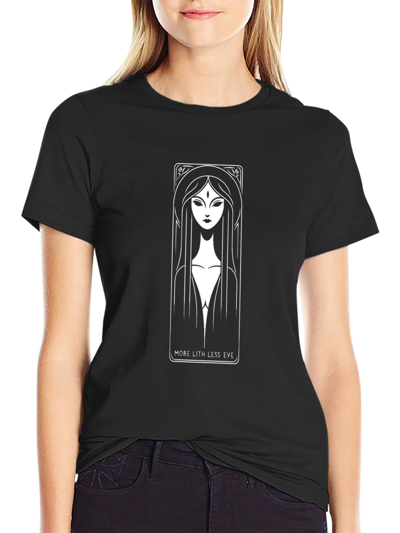 Mystic Woman Graphic Tee - Modern Art Deco Style