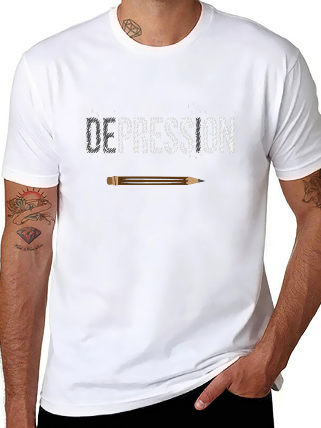 Depression T-Shirt with Pencil Design
