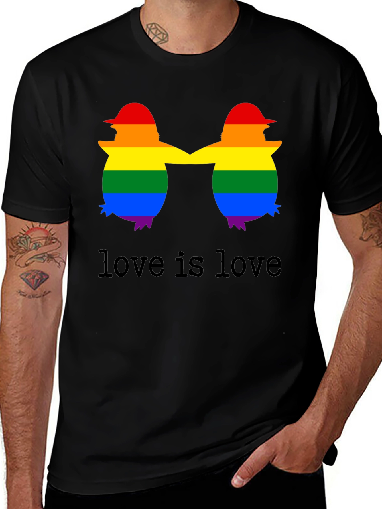Love is Love LGBTQ+ Penguin T-Shirt