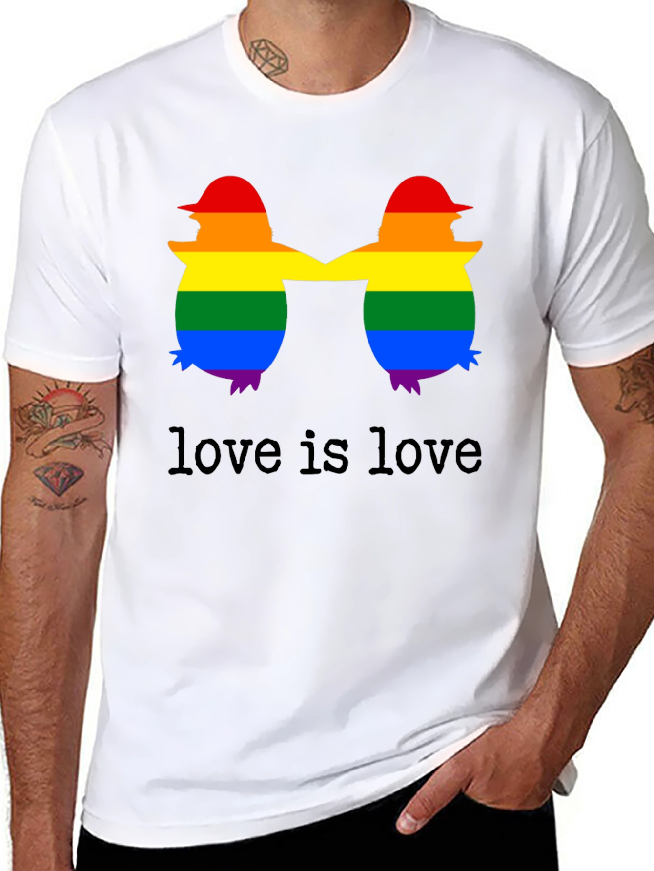 Love is Love LGBTQ+ Penguin T-Shirt