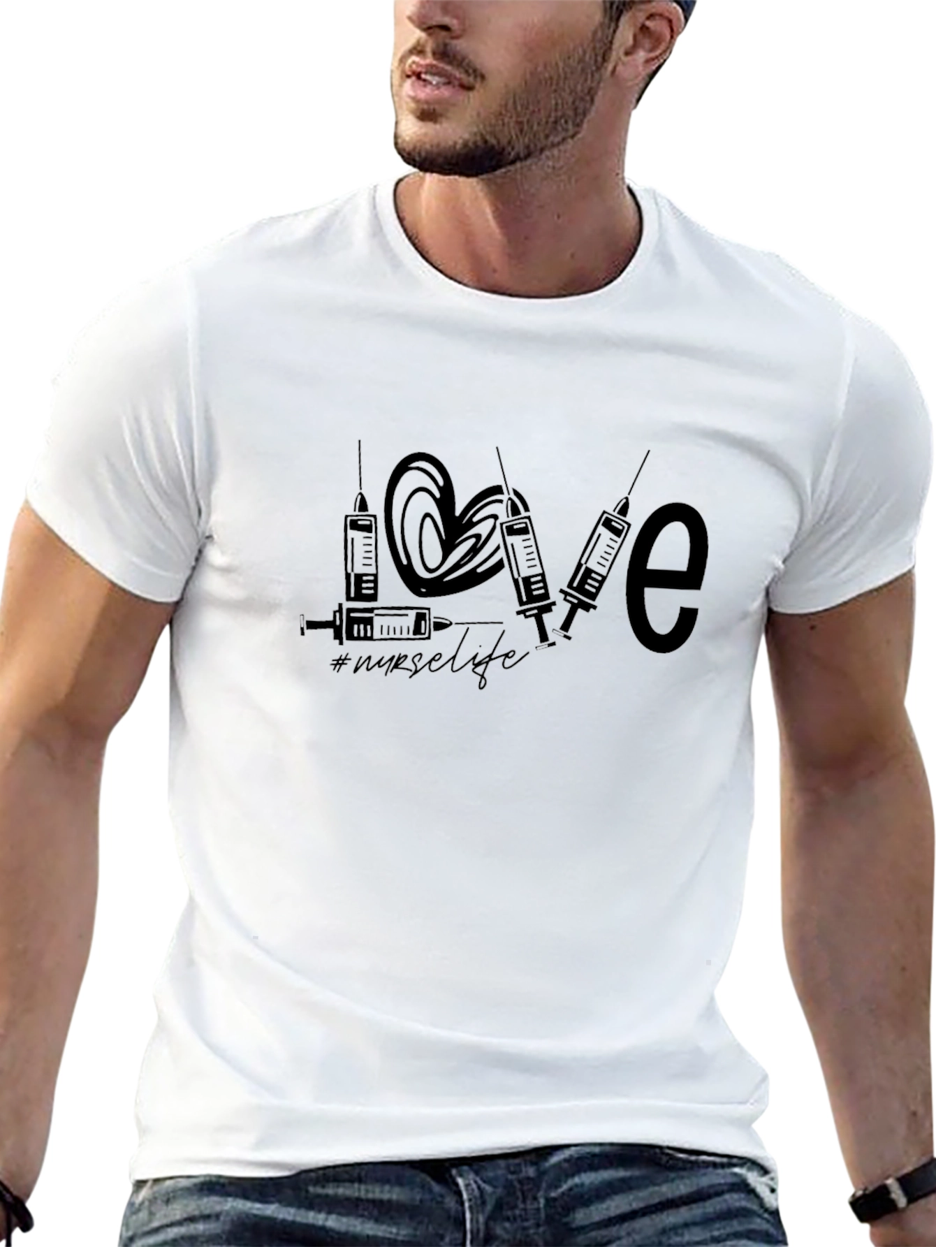Nurse Life Love Syringe Black T-Shirt