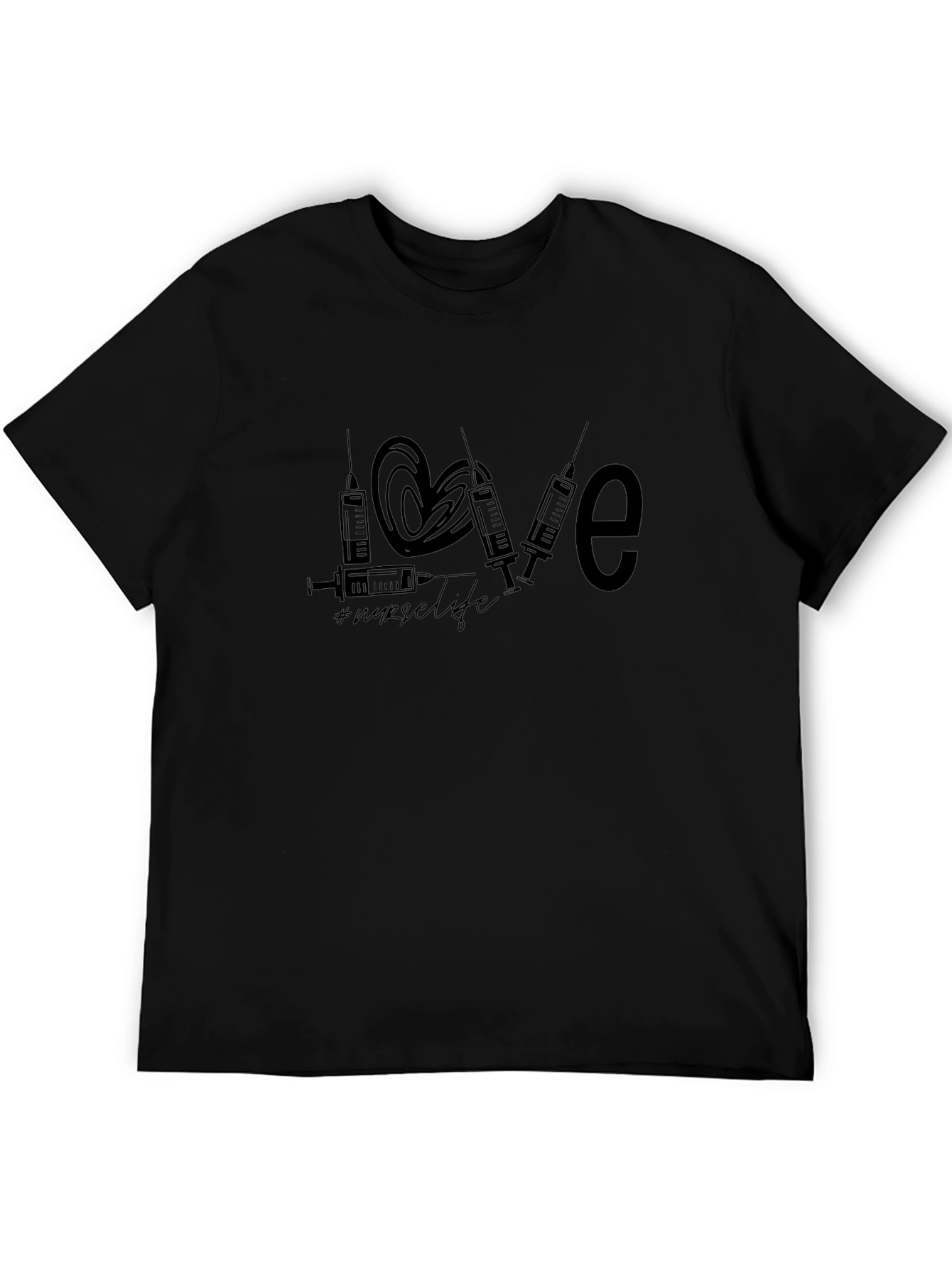 Nurse Life Love Syringe Black T-Shirt