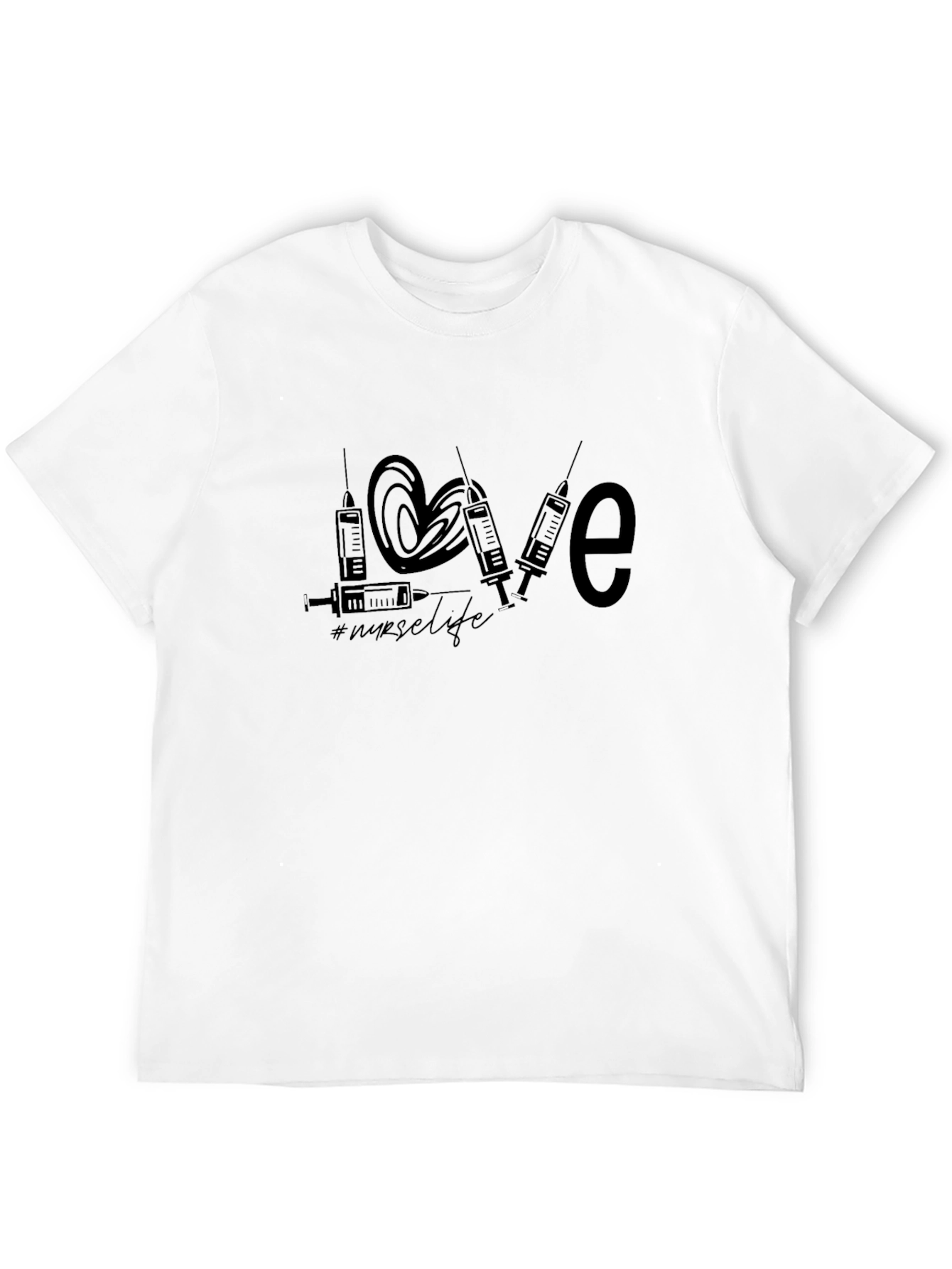 Nurse Life Love Syringe Black T-Shirt