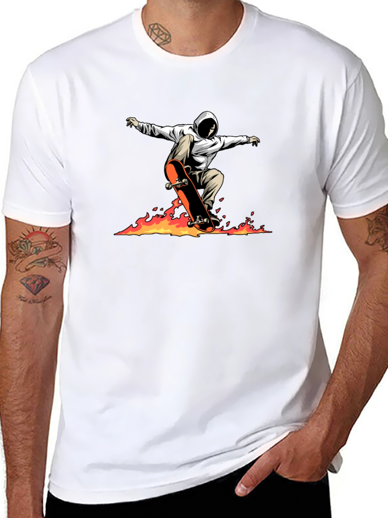Skateboarding Graphic Tee - Flames