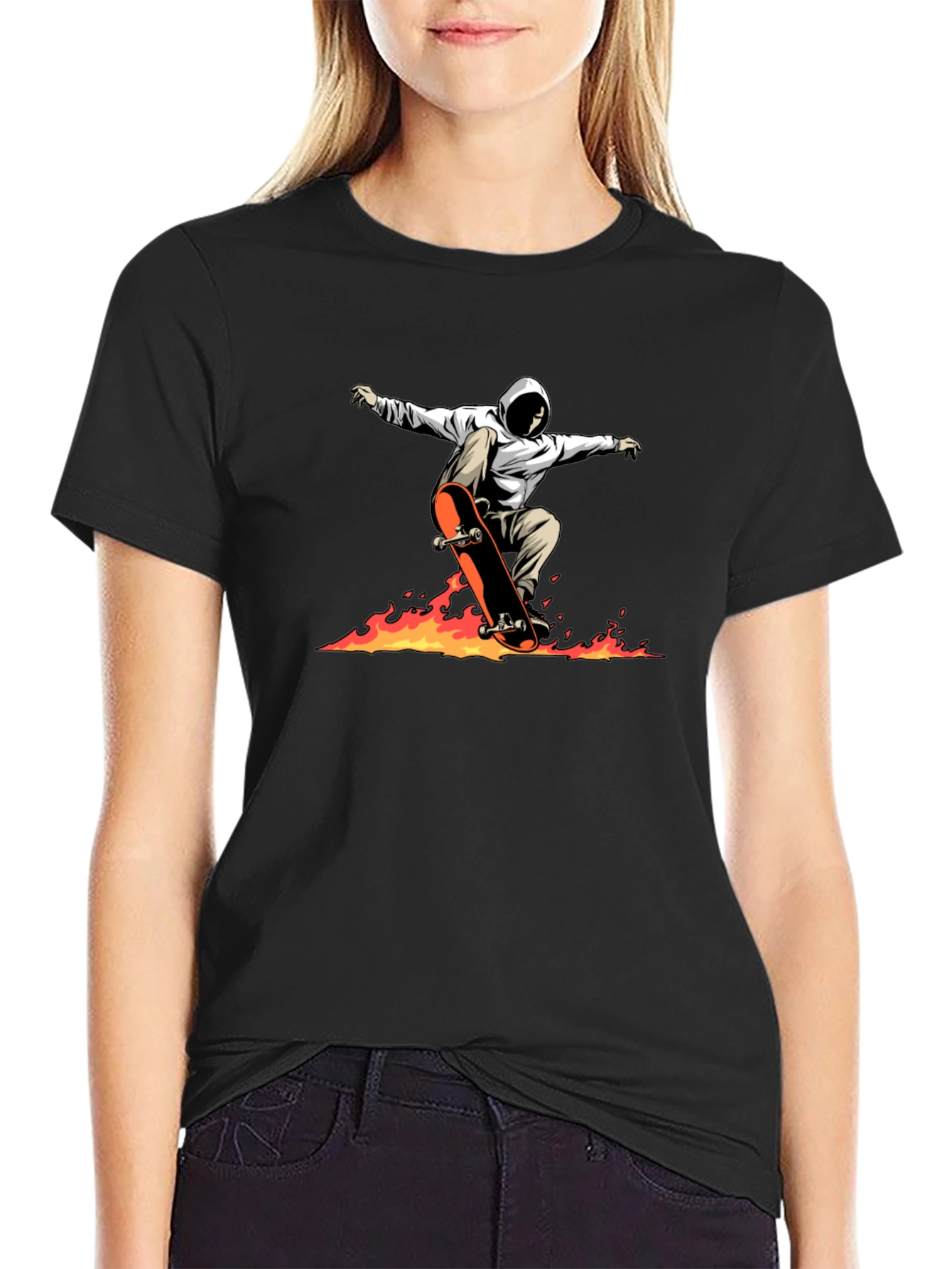 Skateboarding Graphic Tee - Flames