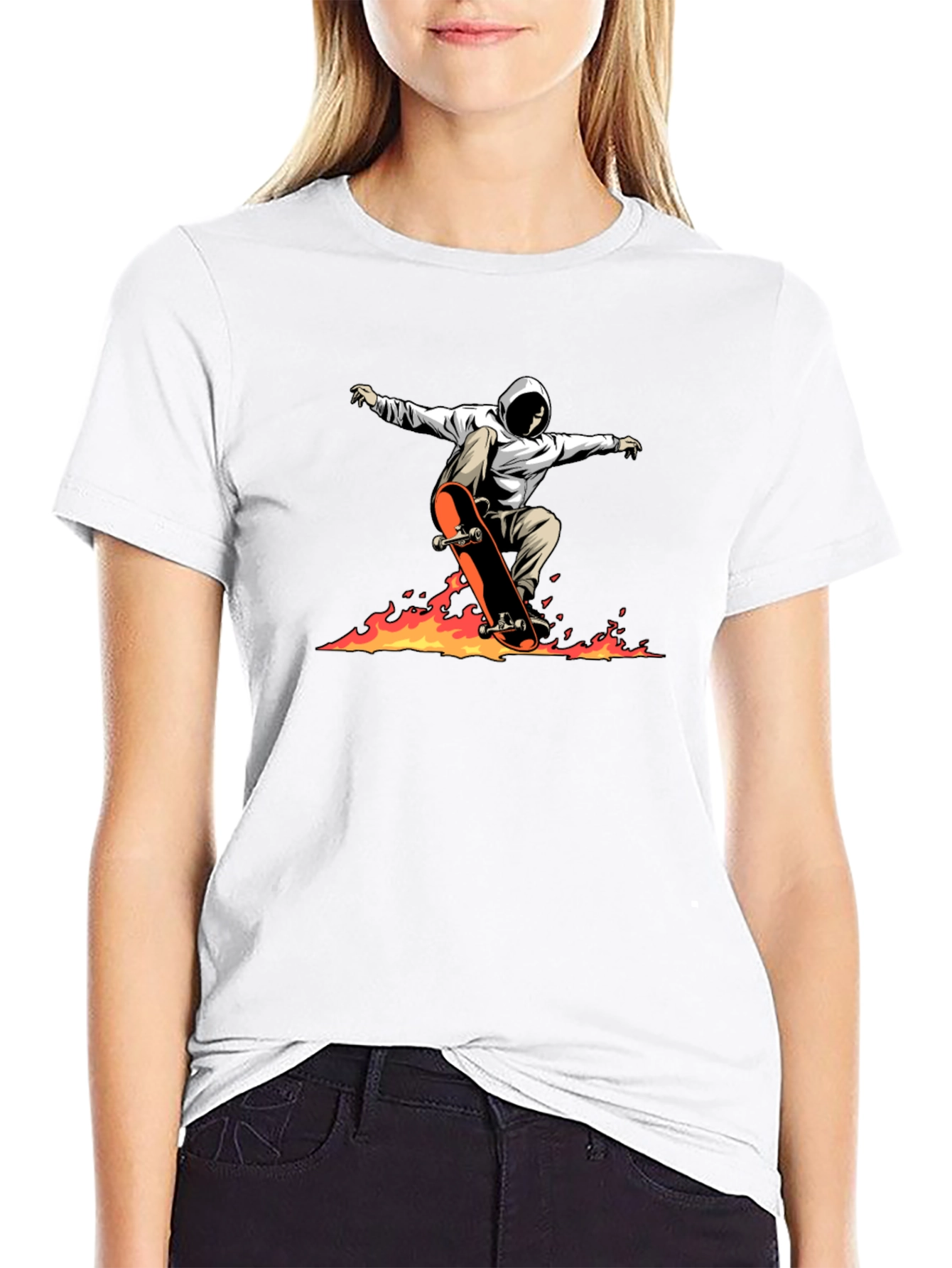 Skateboarding Graphic Tee - Flames