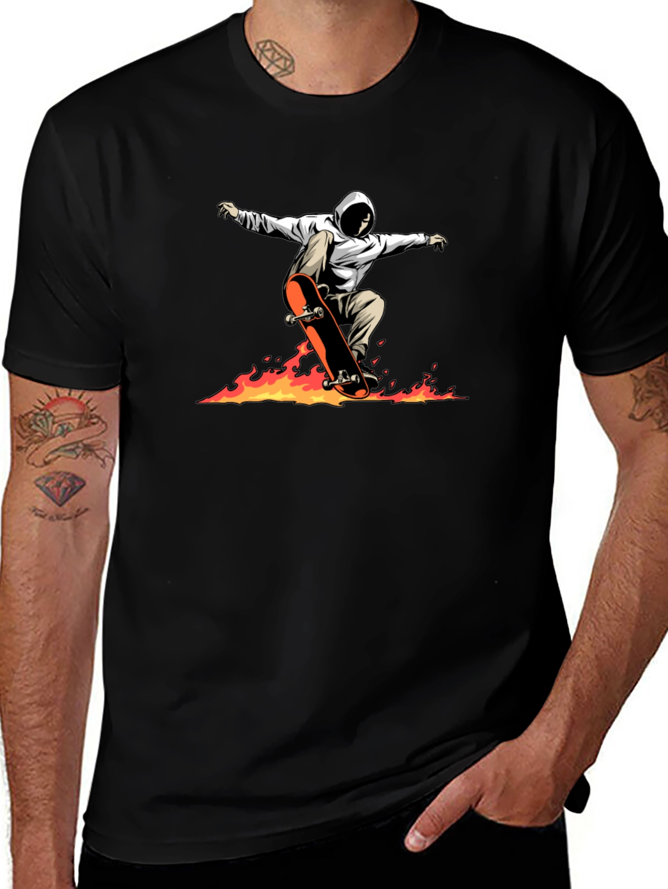 Skateboarding Graphic Tee - Flames