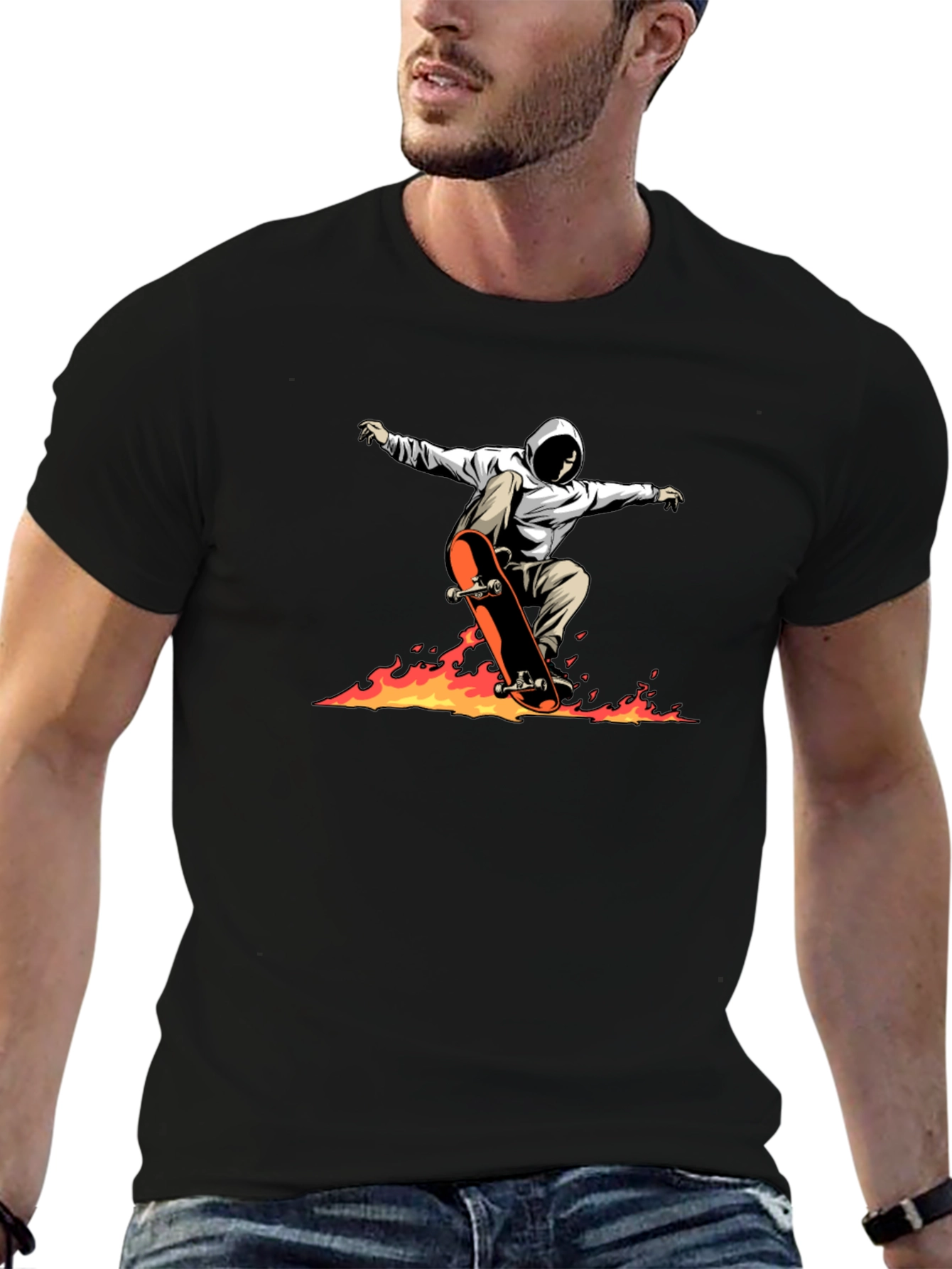Skateboarding Graphic Tee - Flames