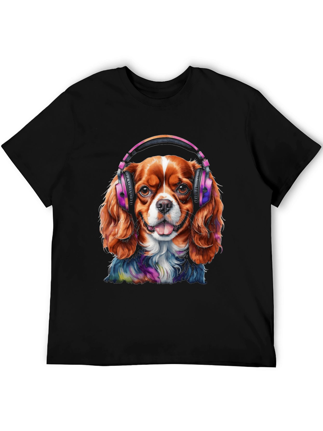 Dog with Headphones Graphic T-Shirt