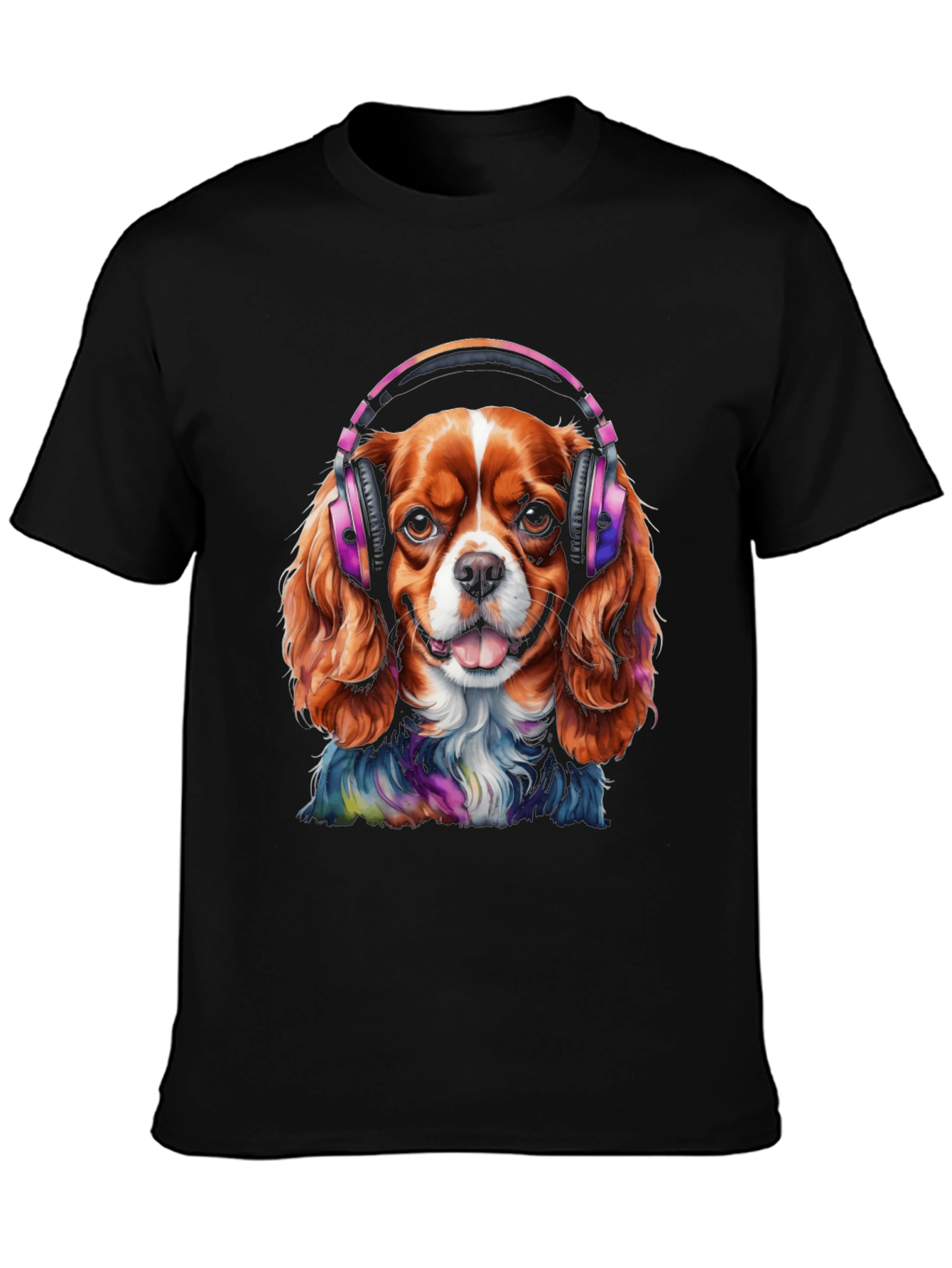Dog with Headphones Graphic T-Shirt