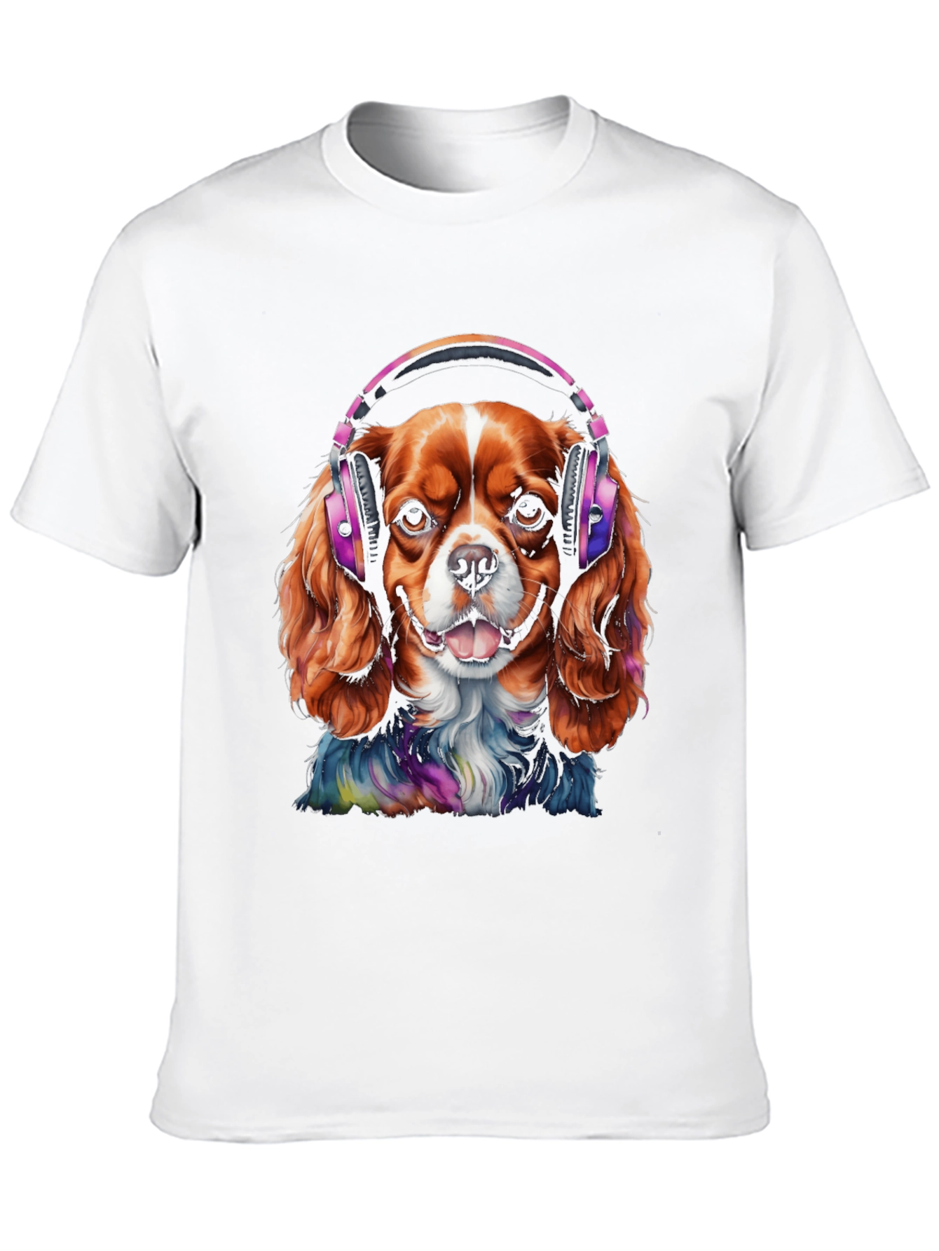 Dog with Headphones Graphic T-Shirt