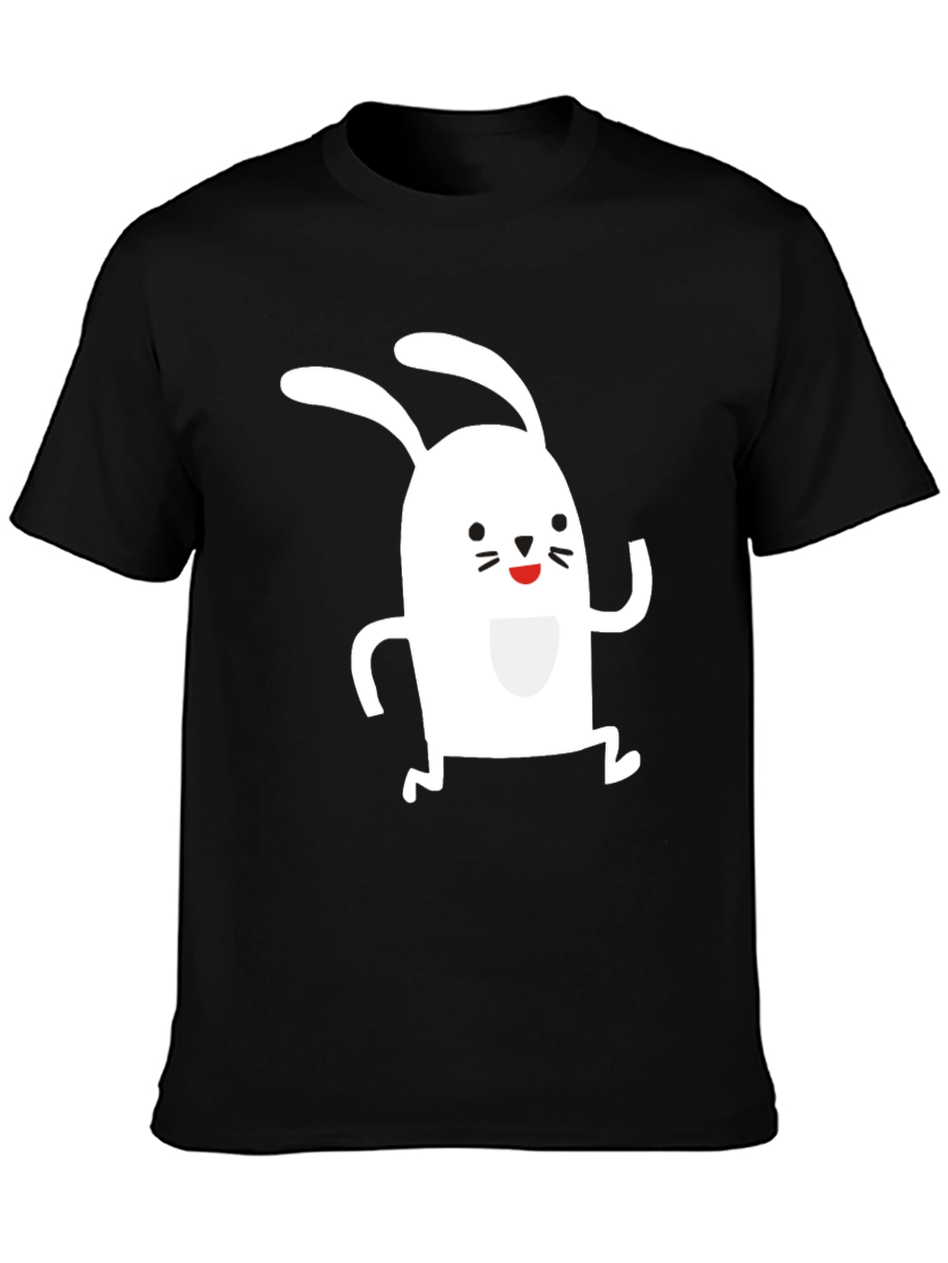 Cute Rabbit Graphic T-Shirt - Black Cotton Tee