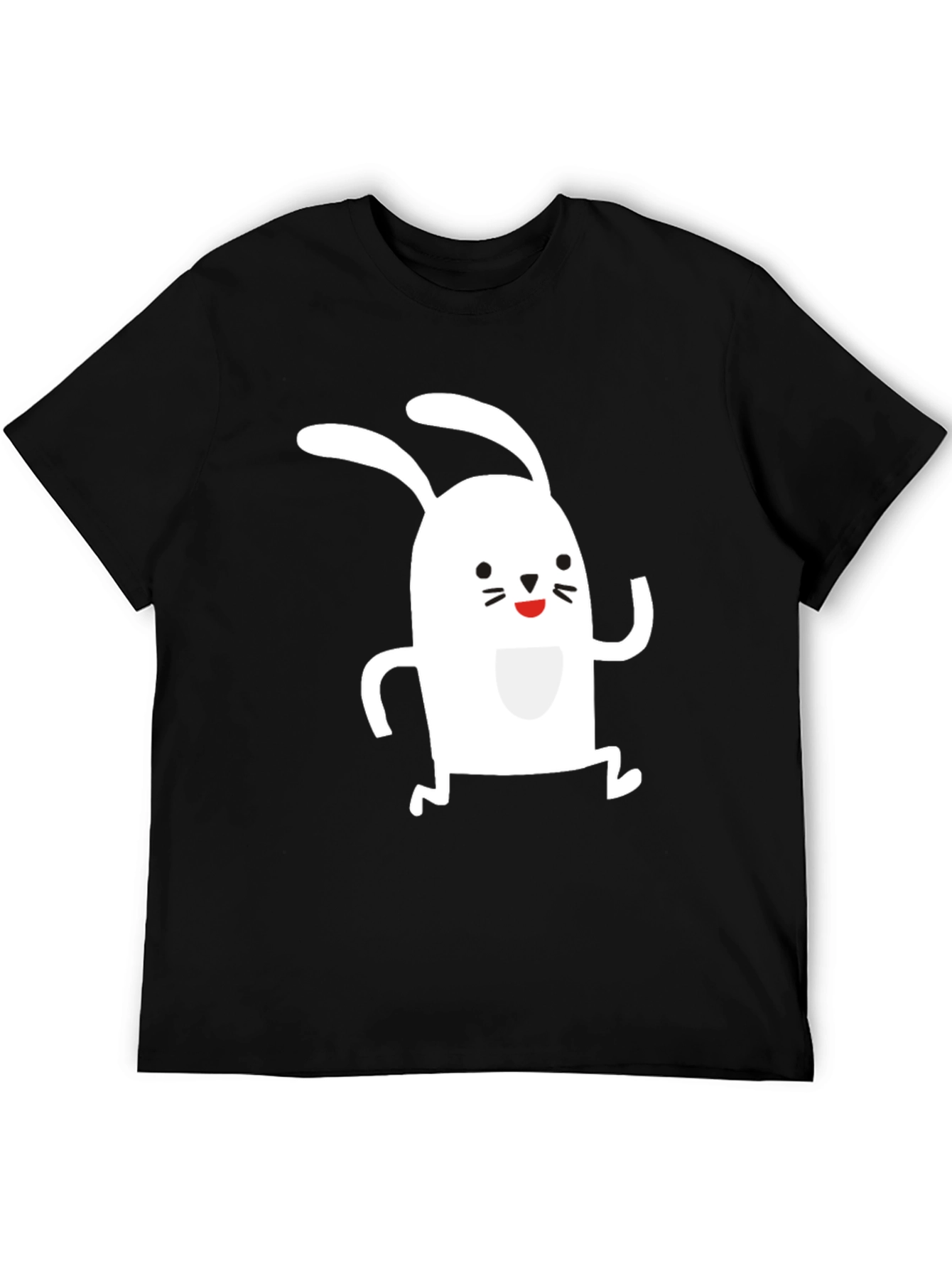 Cute Rabbit Graphic T-Shirt - Black Cotton Tee