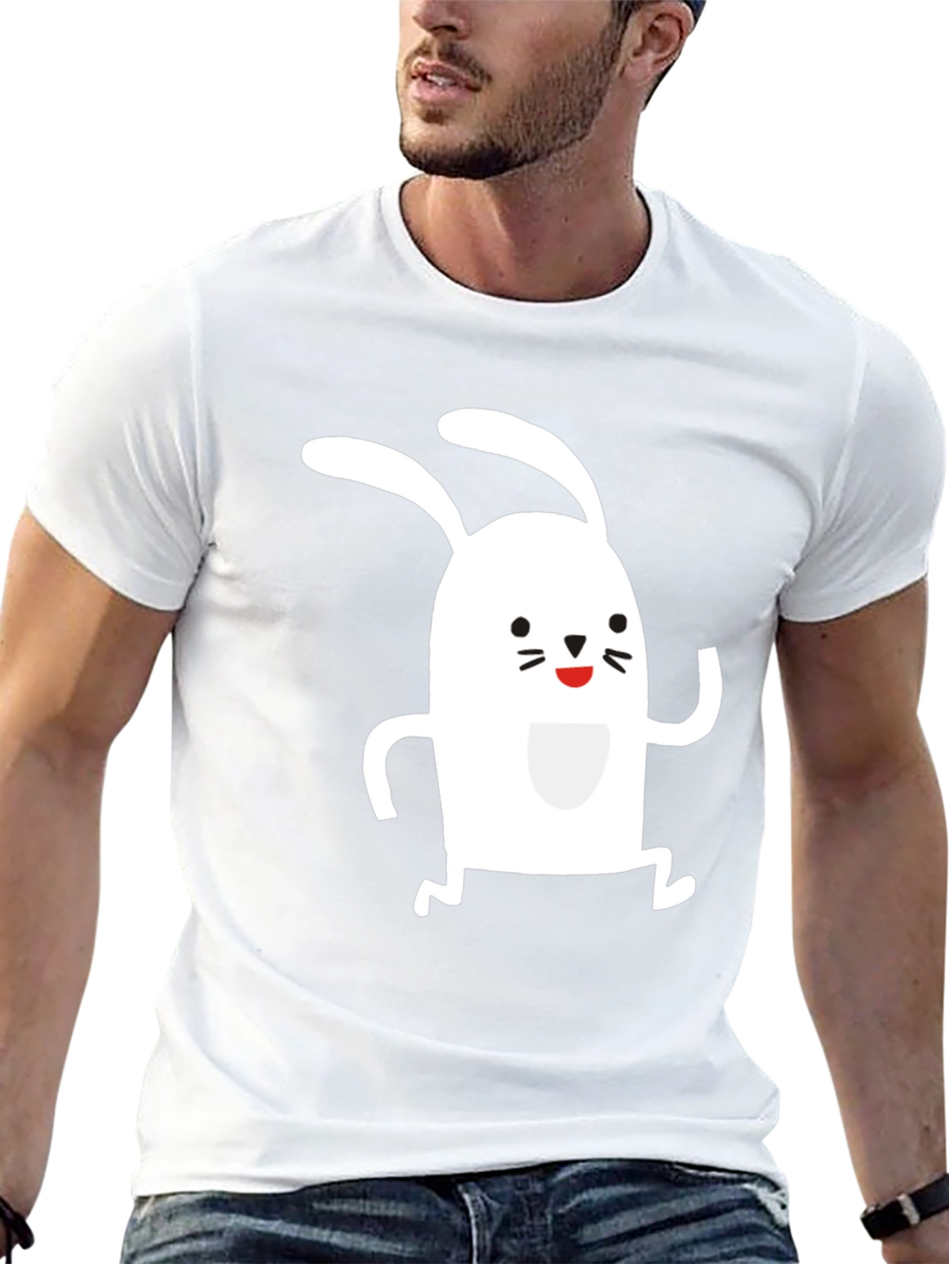 Cute Rabbit Graphic T-Shirt - Black Cotton Tee