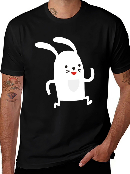 Cute Rabbit Graphic T-Shirt - Black Cotton Tee