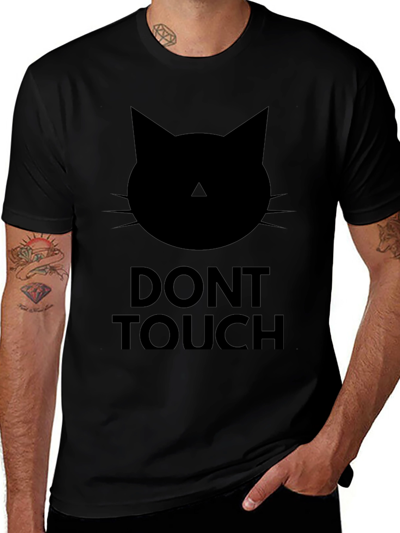 Dont Touch Black Cat Graphic Tee - Mens