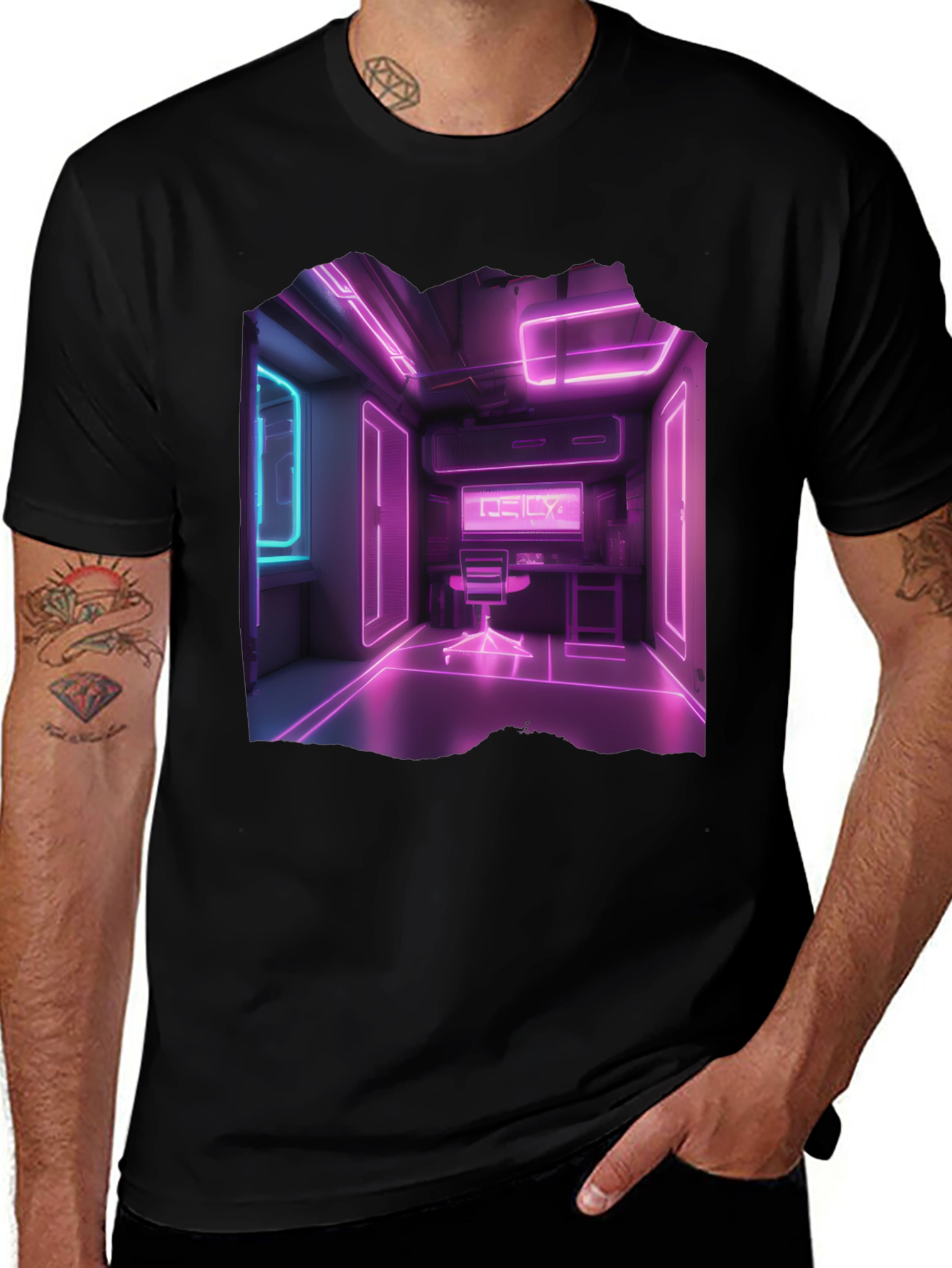 Neon Room Graphic Black T-Shirt