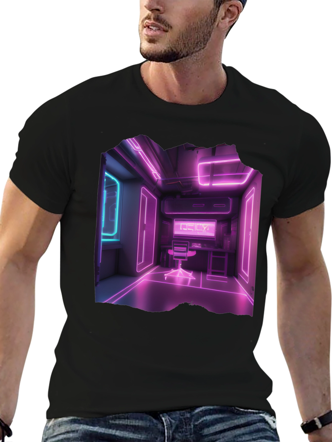Neon Room Graphic Black T-Shirt