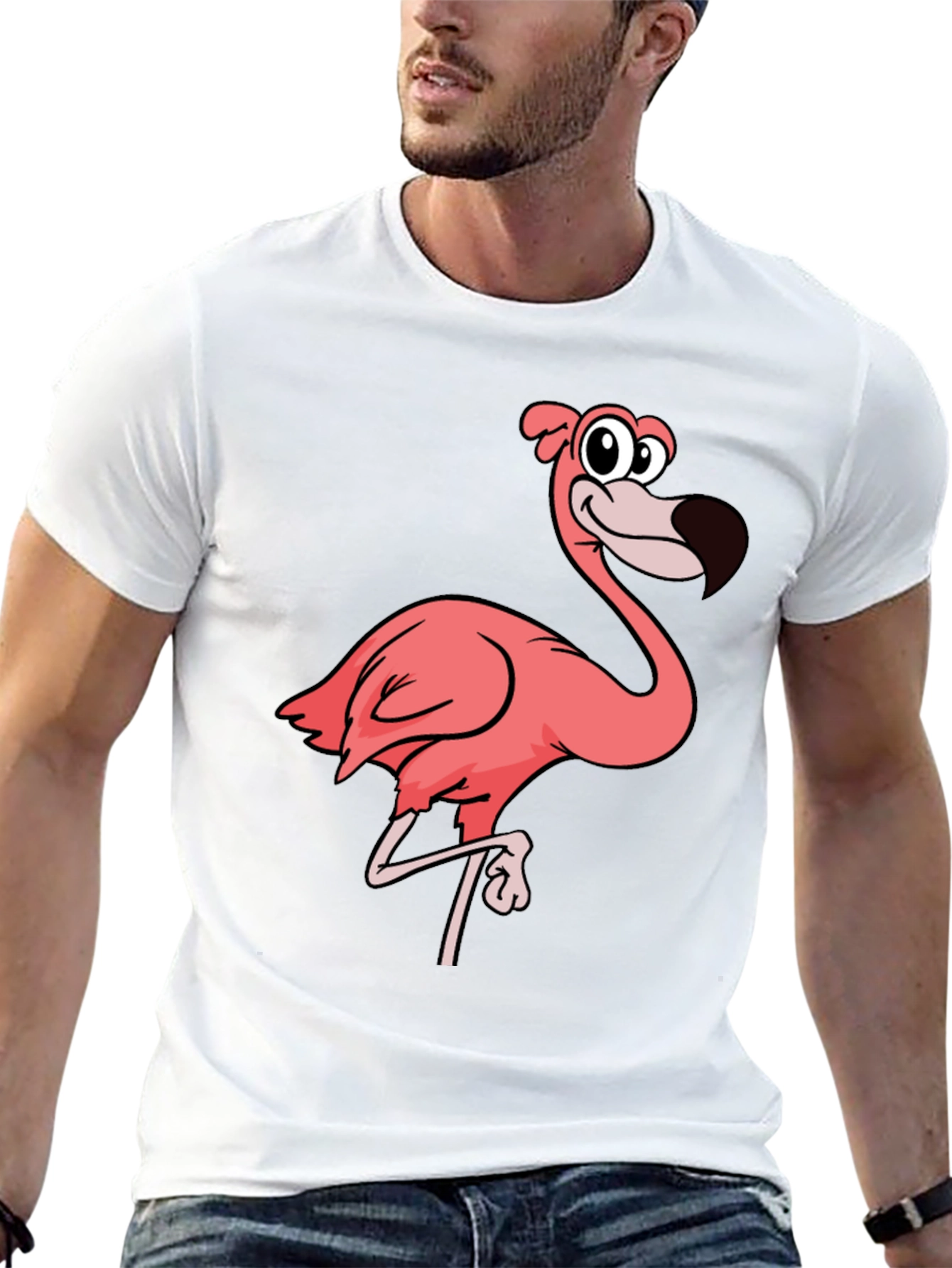 Funky Flamingo Graphic Black T-Shirt