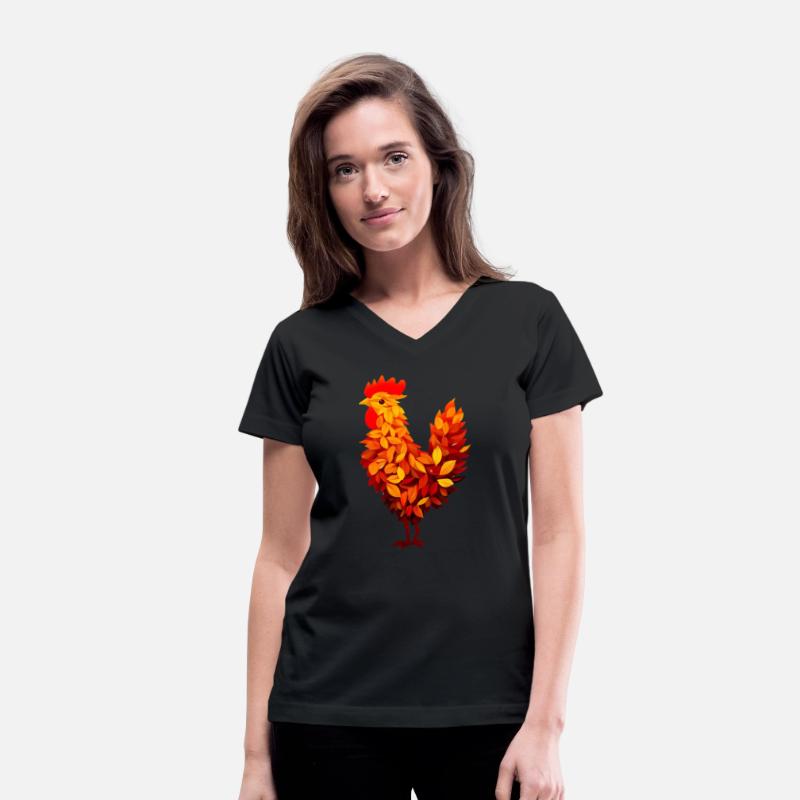 Chicken made of colorful leaves autumn autumnal