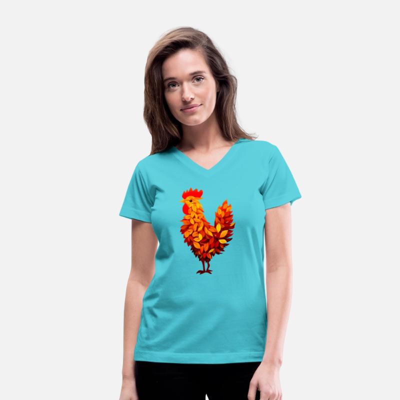 Chicken made of colorful leaves autumn autumnal