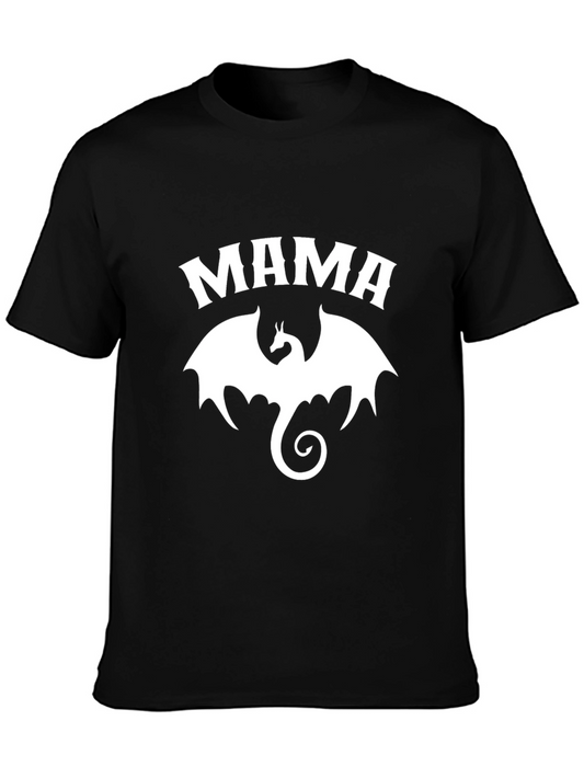 Mama Dragon Graphic Tee - Black Cotton T-Shirt