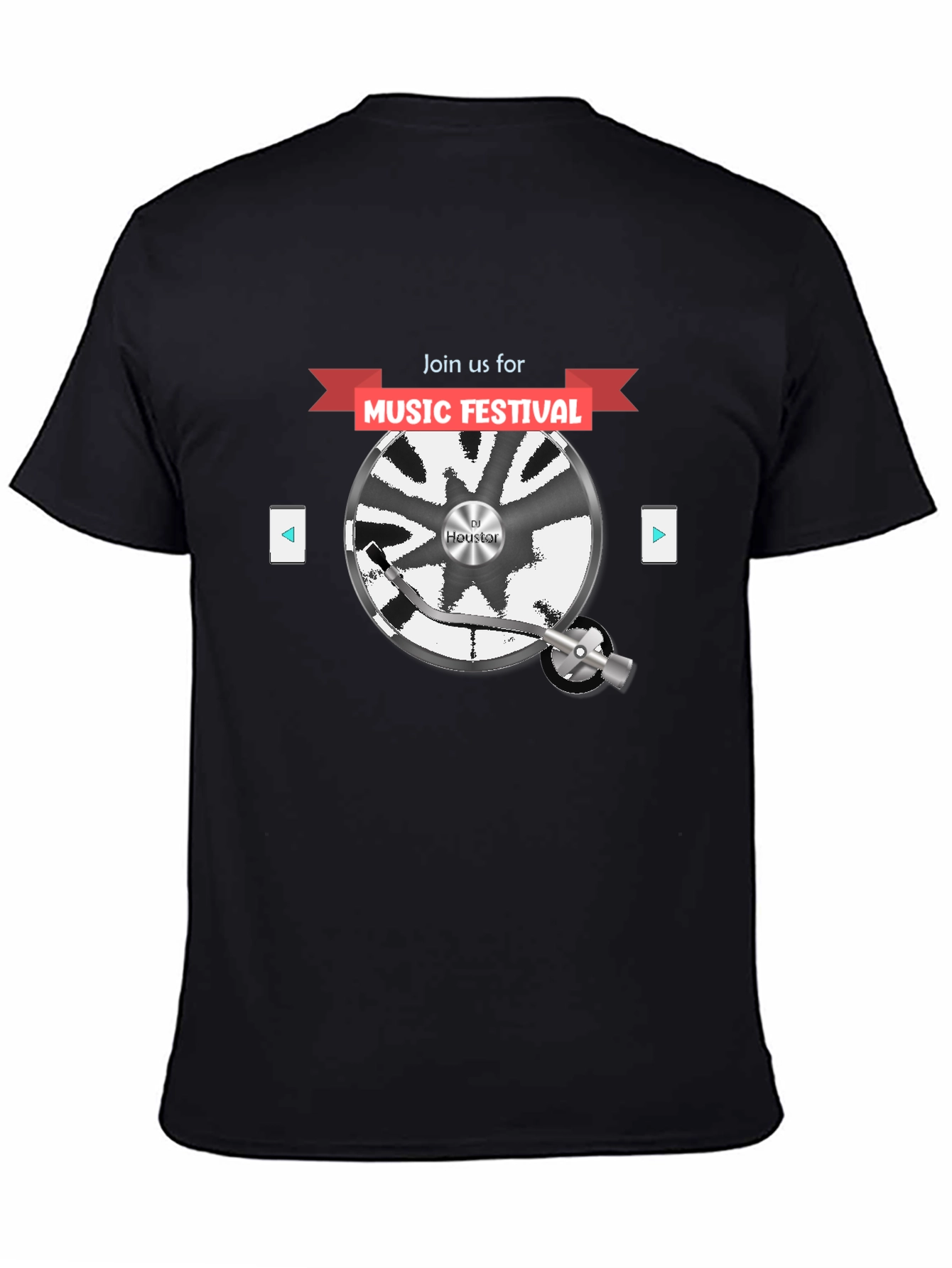 Music Festival Graphic Tee - DJ Turntable Design
