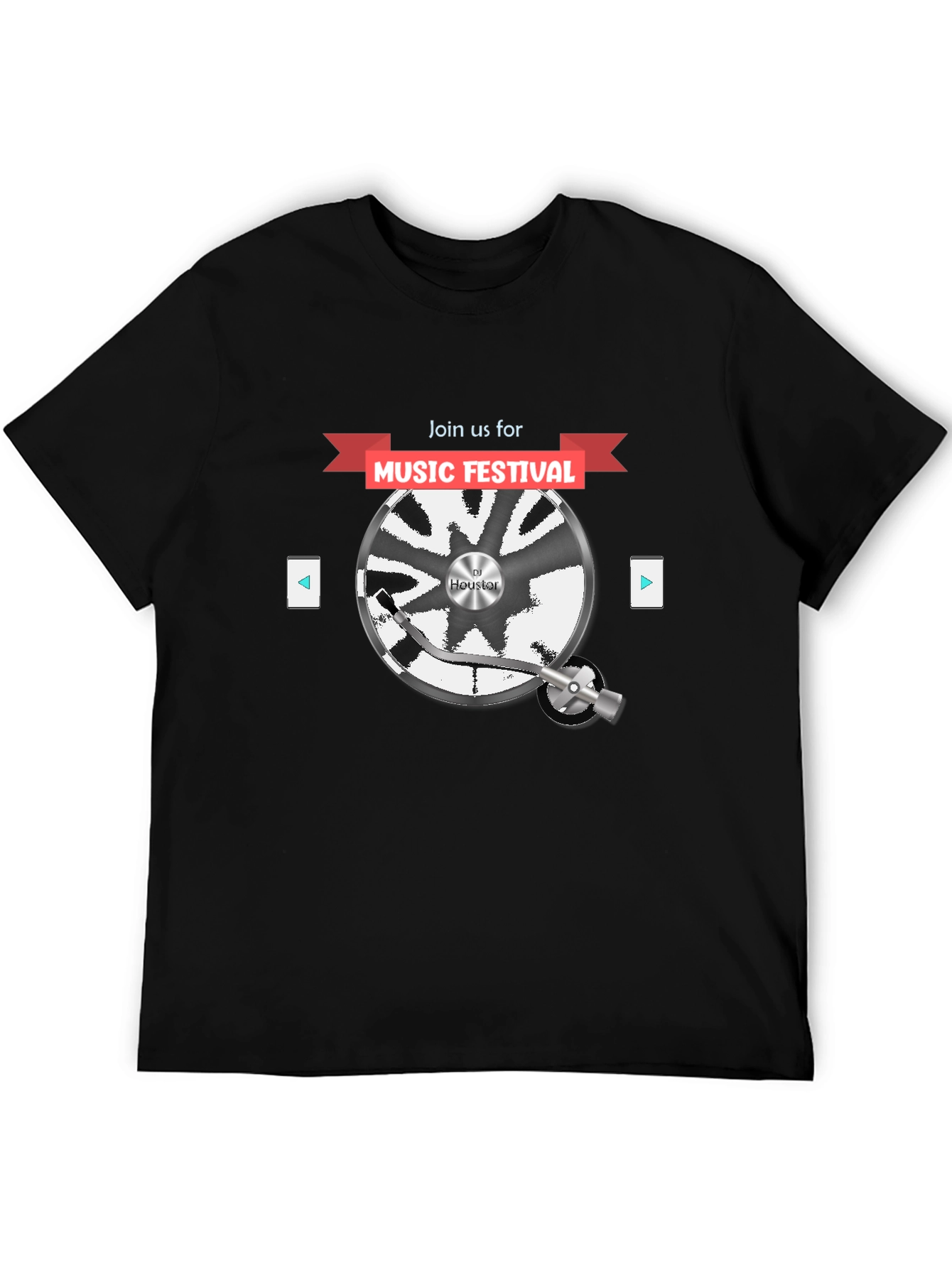 Music Festival Graphic Tee - DJ Turntable Design