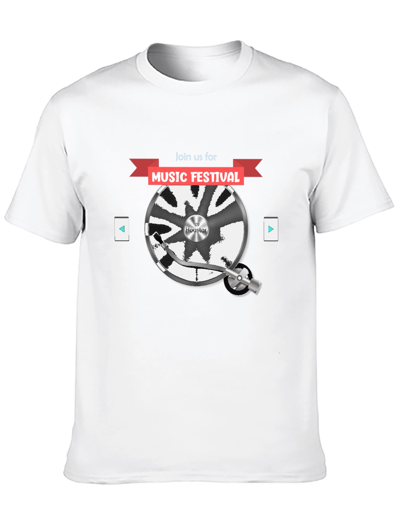 Music Festival Graphic Tee - DJ Turntable Design