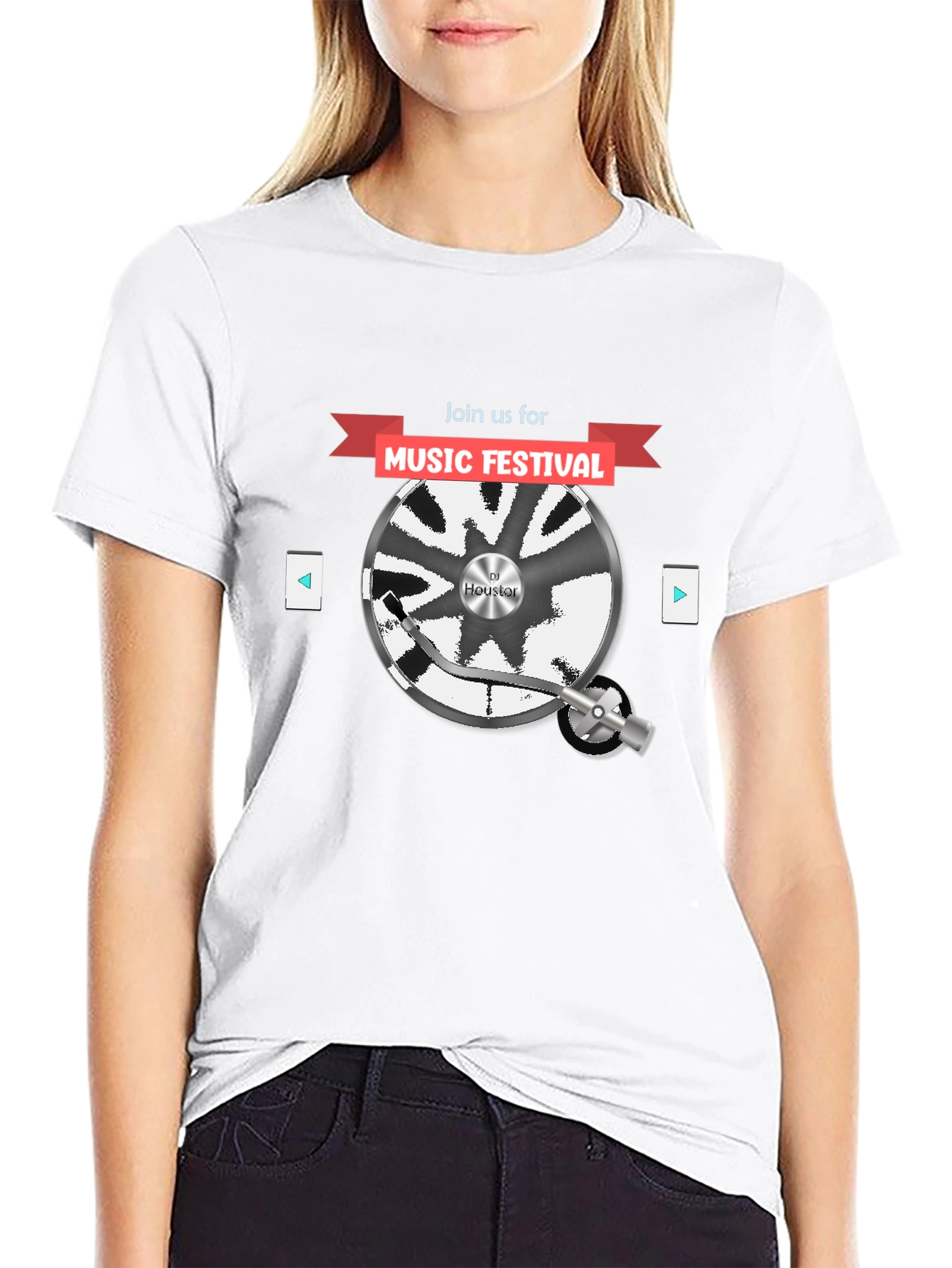 Music Festival Graphic Tee - DJ Turntable Design