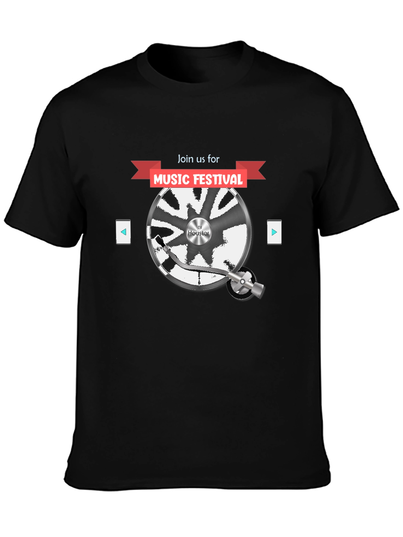 Music Festival Graphic Tee - DJ Turntable Design