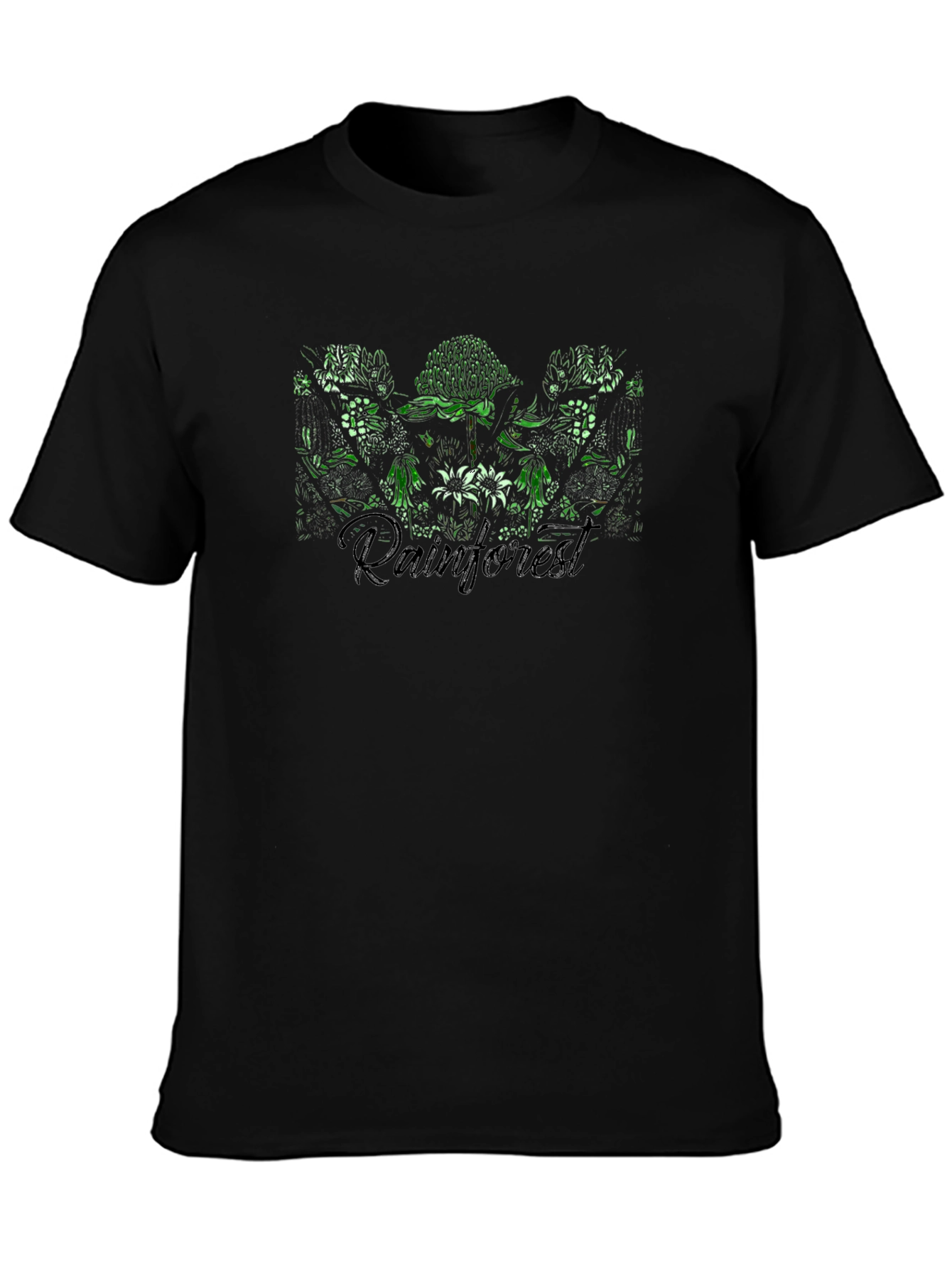 Rainforest Graphic Print Black T-Shirt