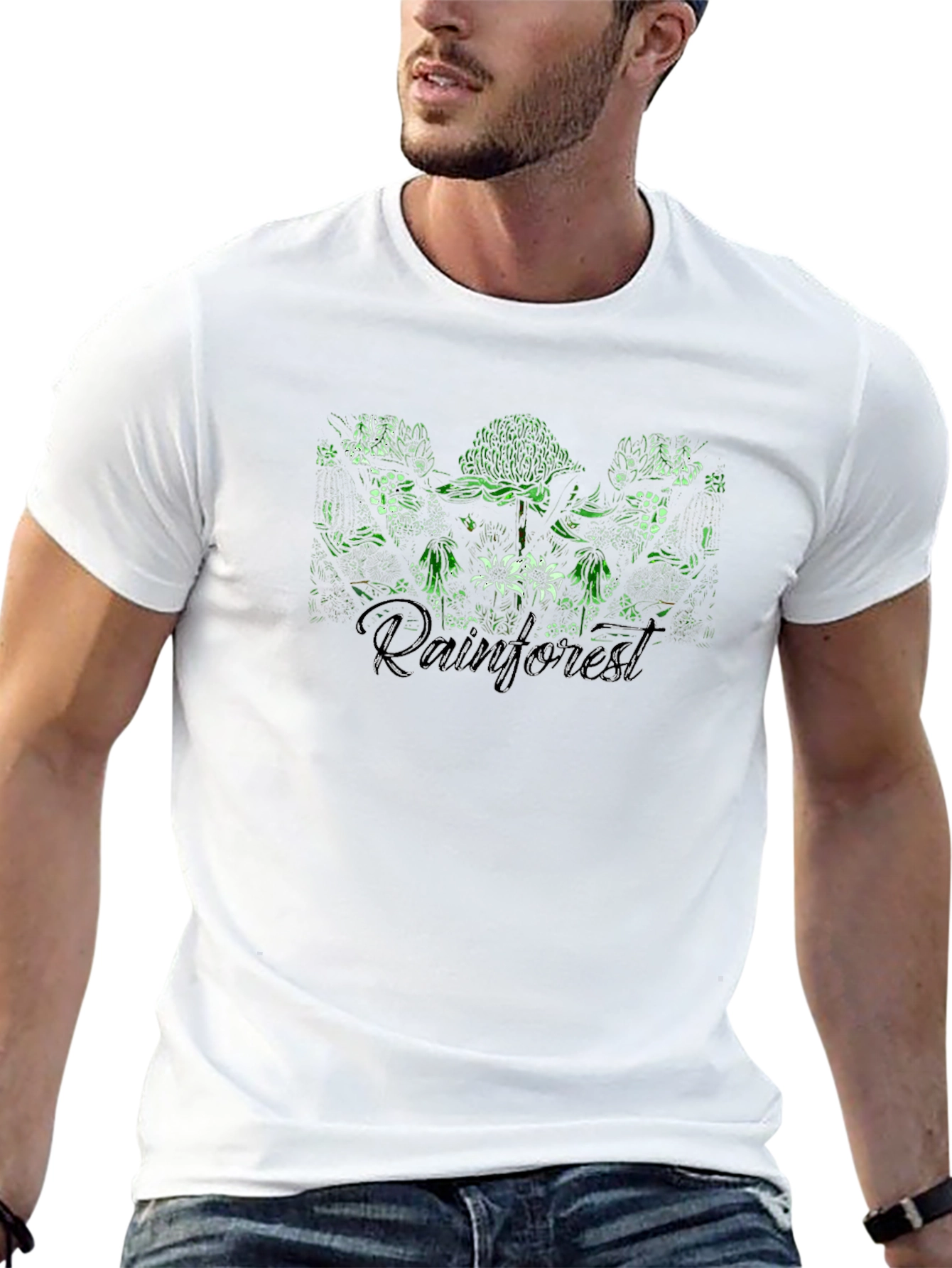 Rainforest Graphic Print Black T-Shirt