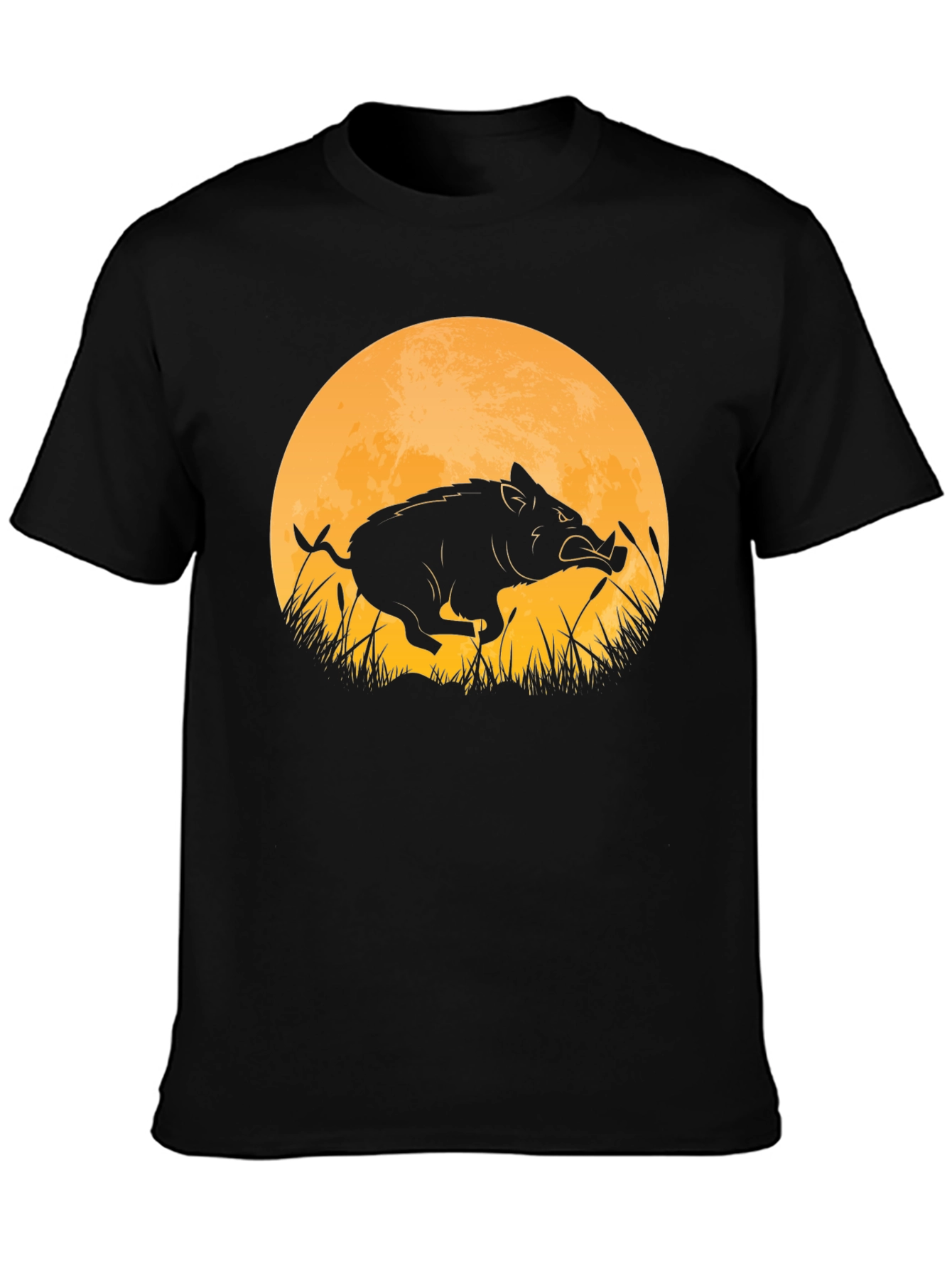 Boar Silhouette Moon Graphic T-Shirt