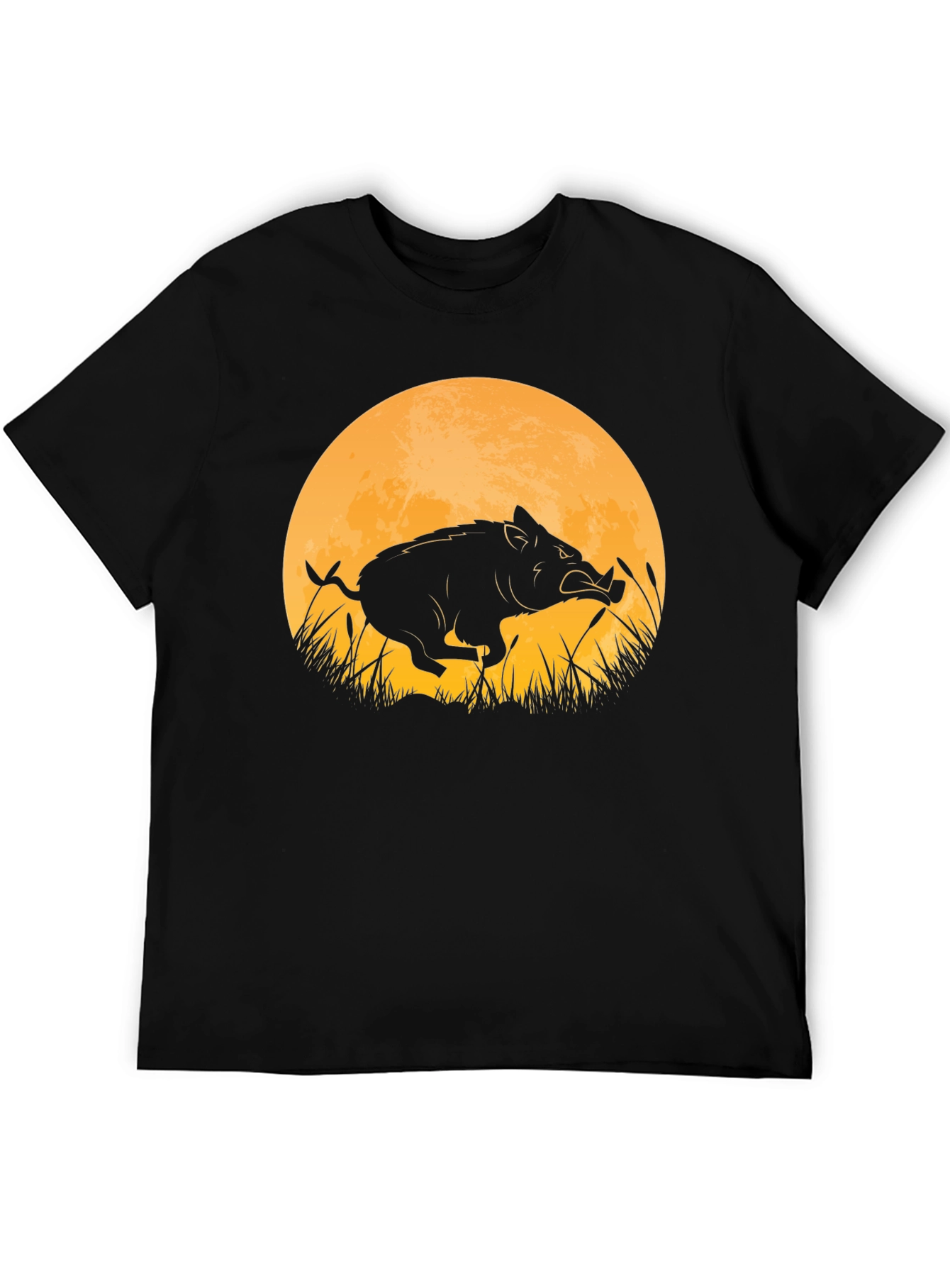 Boar Silhouette Moon Graphic T-Shirt