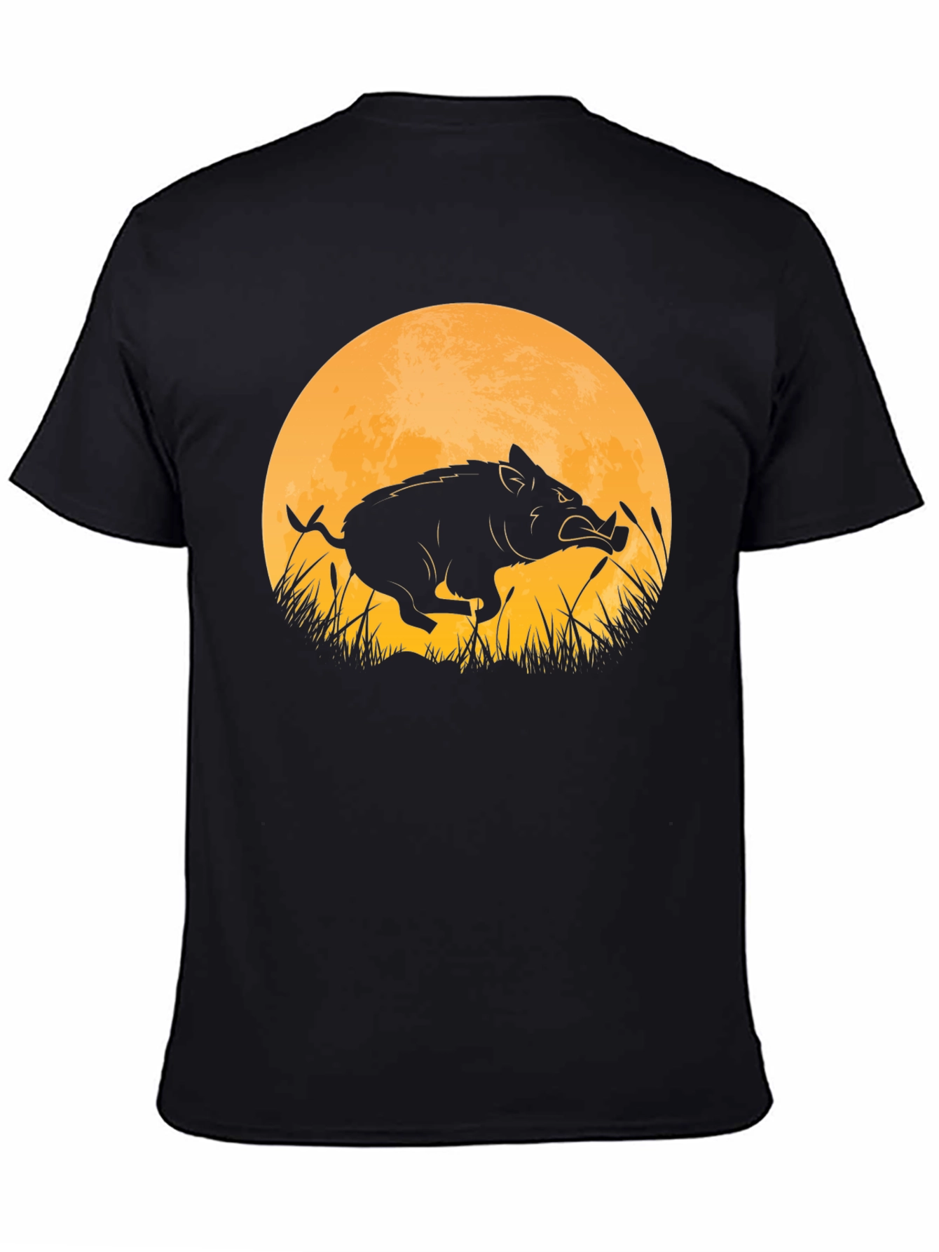Boar Silhouette Moon Graphic T-Shirt