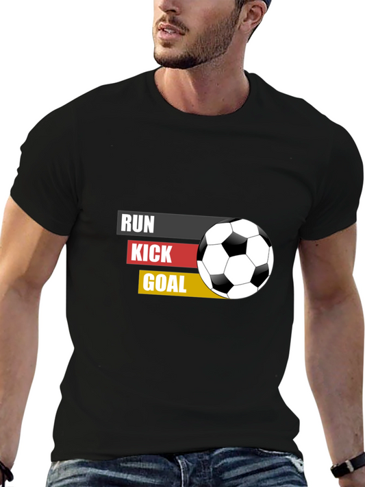 Run Kick Goal Soccer T-Shirt - Black