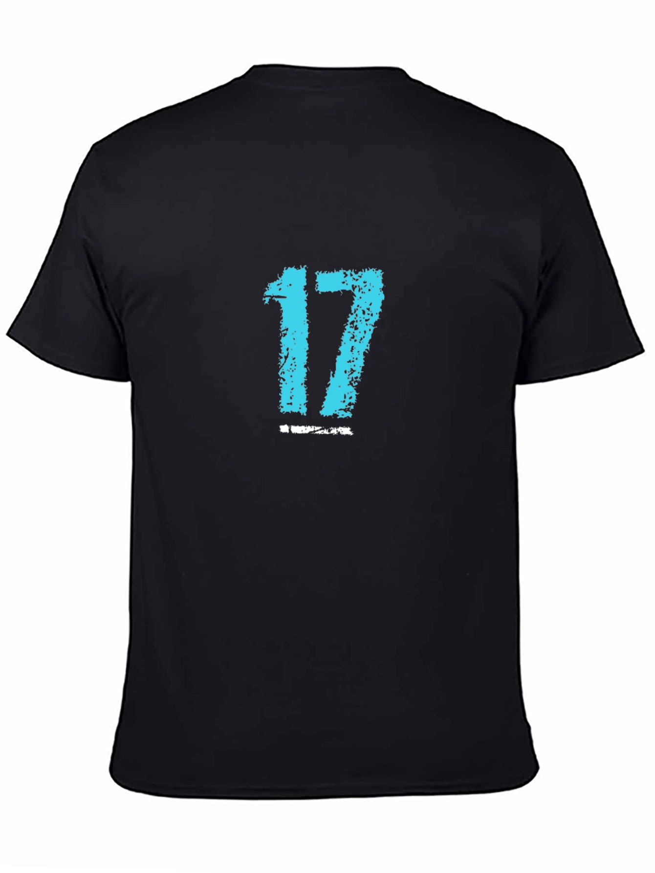 Mens Black Tee with Blue Number 17 Graphic