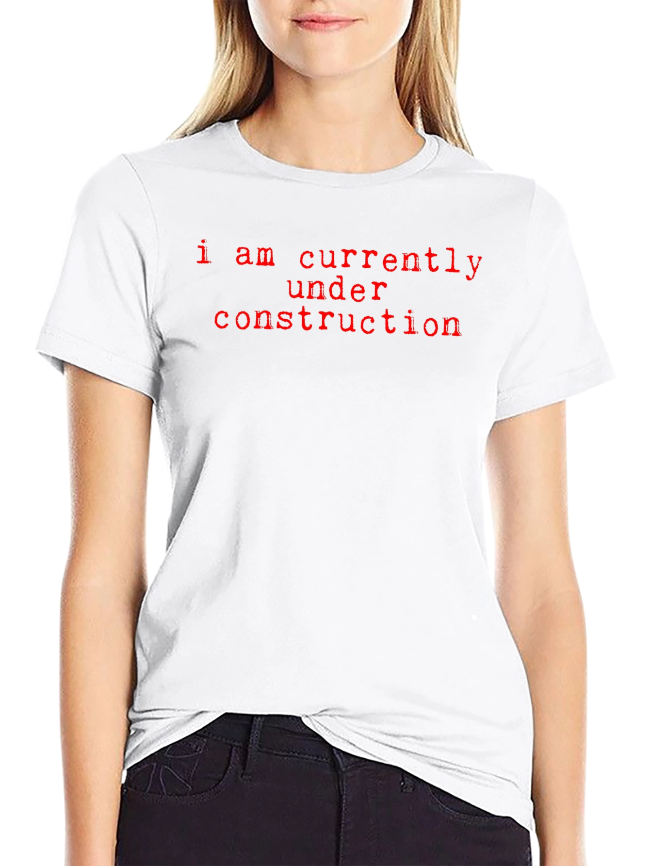 Under Construction Graphic Tee - Black Crew Neck