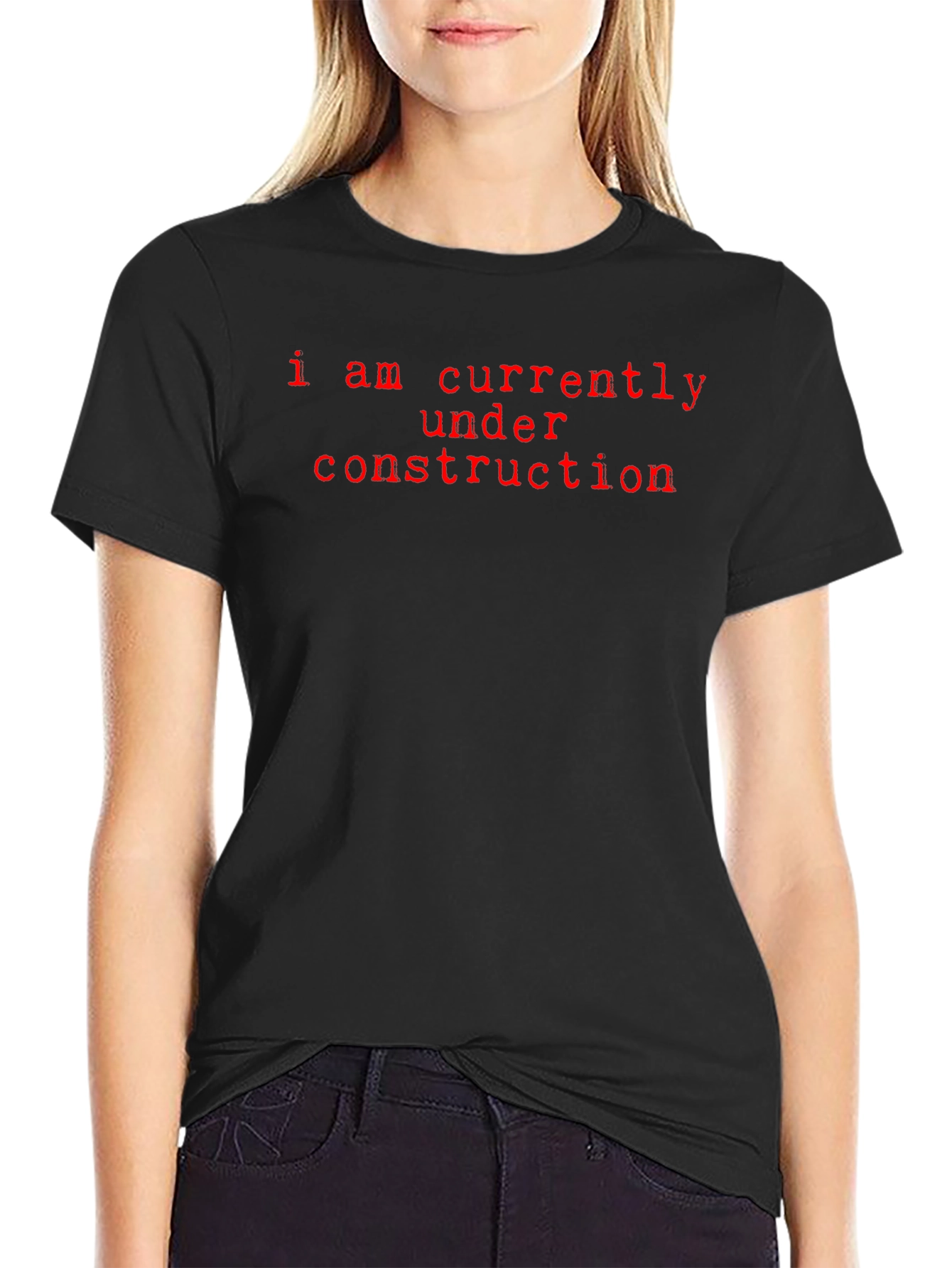 Under Construction Graphic Tee - Black Crew Neck