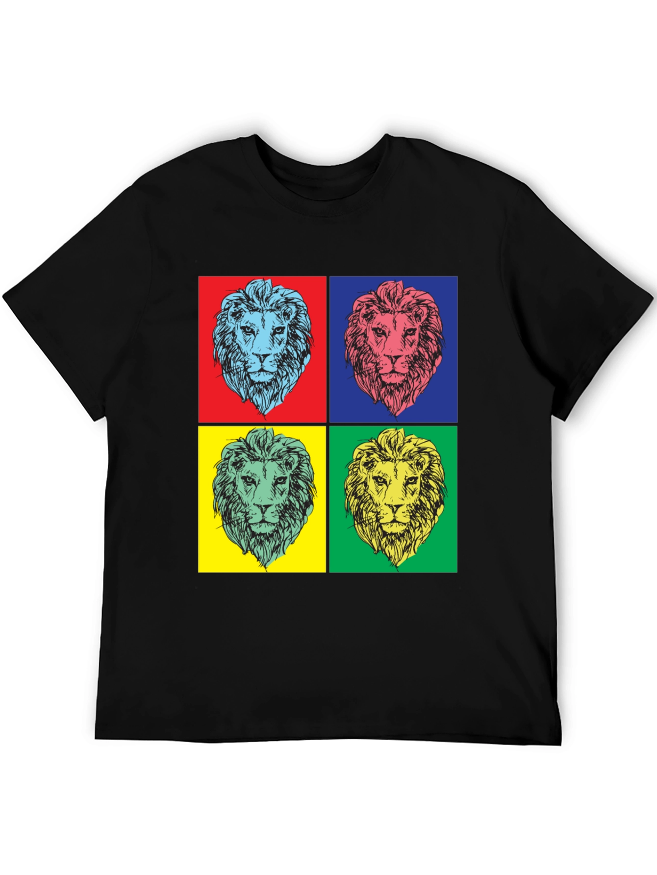 Pop Art Lion Graphic Tee - Bold Statement Shirt