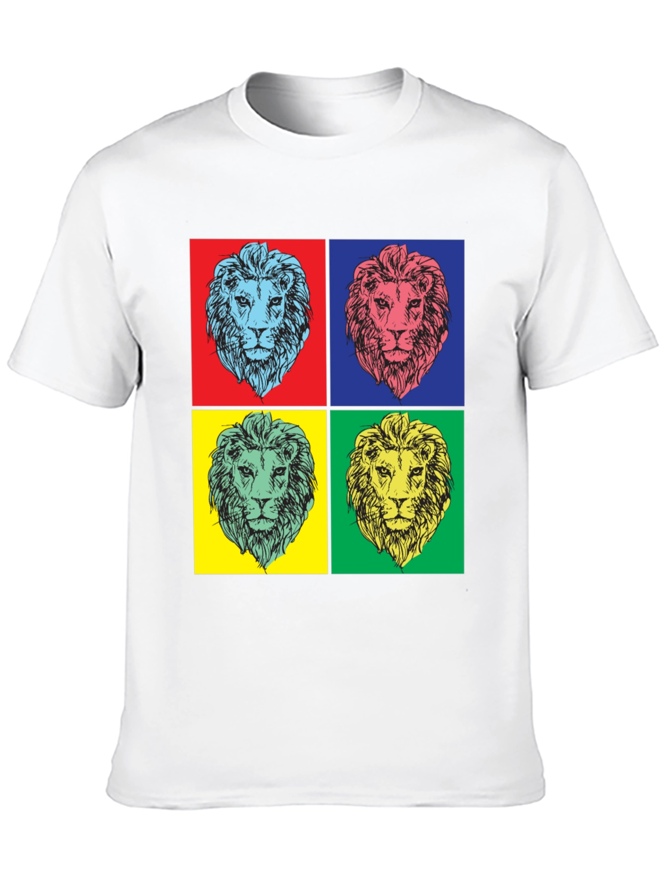 Pop Art Lion Graphic Tee - Bold Statement Shirt