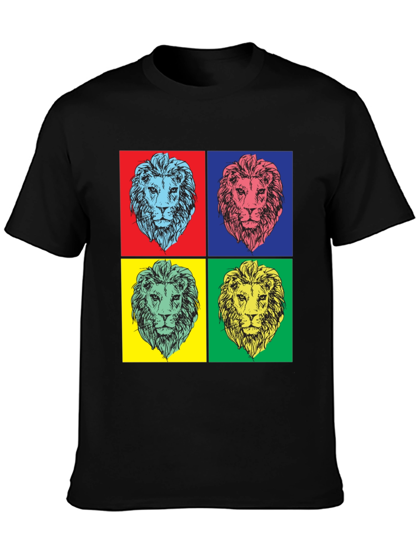 Pop Art Lion Graphic Tee - Bold Statement Shirt