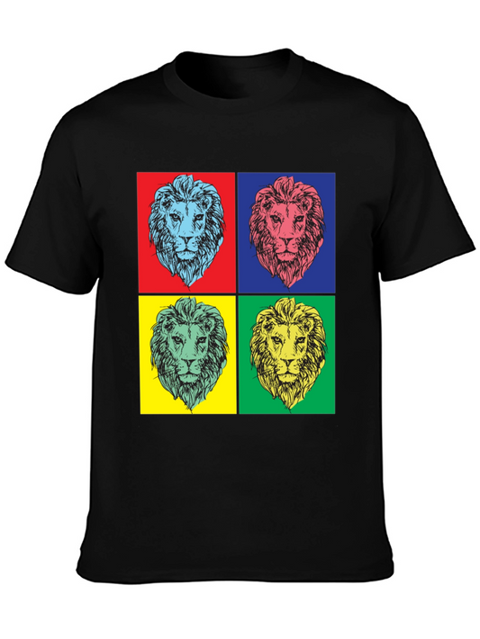 Pop Art Lion Graphic Tee - Bold Statement Shirt