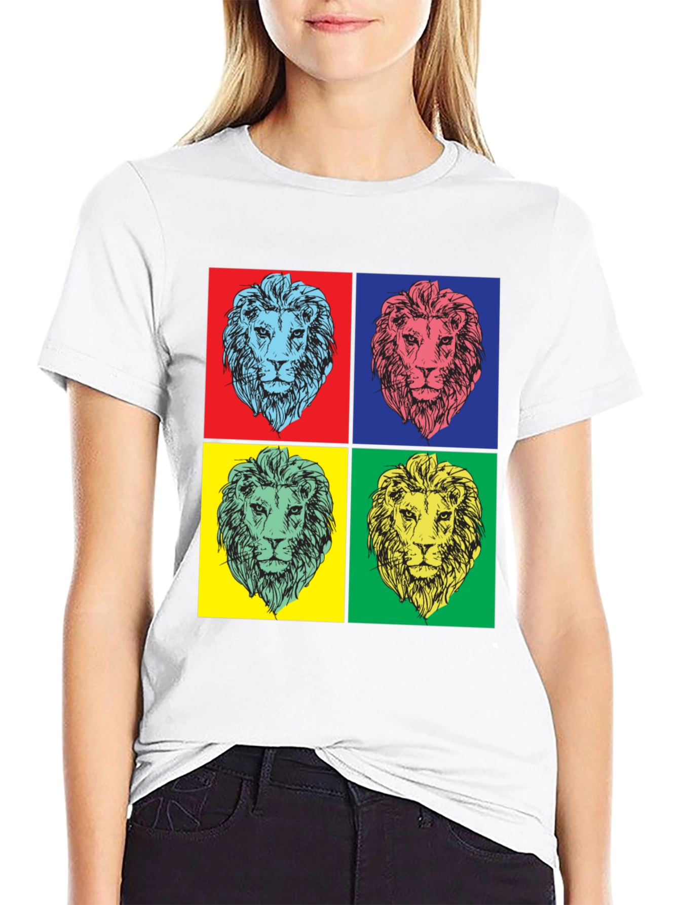 Pop Art Lion Graphic Tee - Bold Statement Shirt