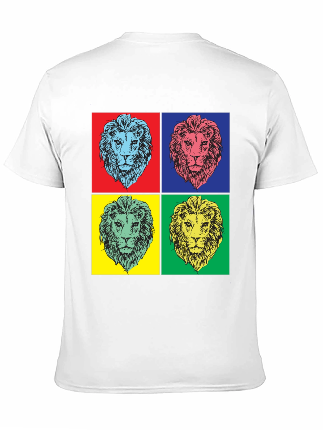 Pop Art Lion Graphic Tee - Bold Statement Shirt