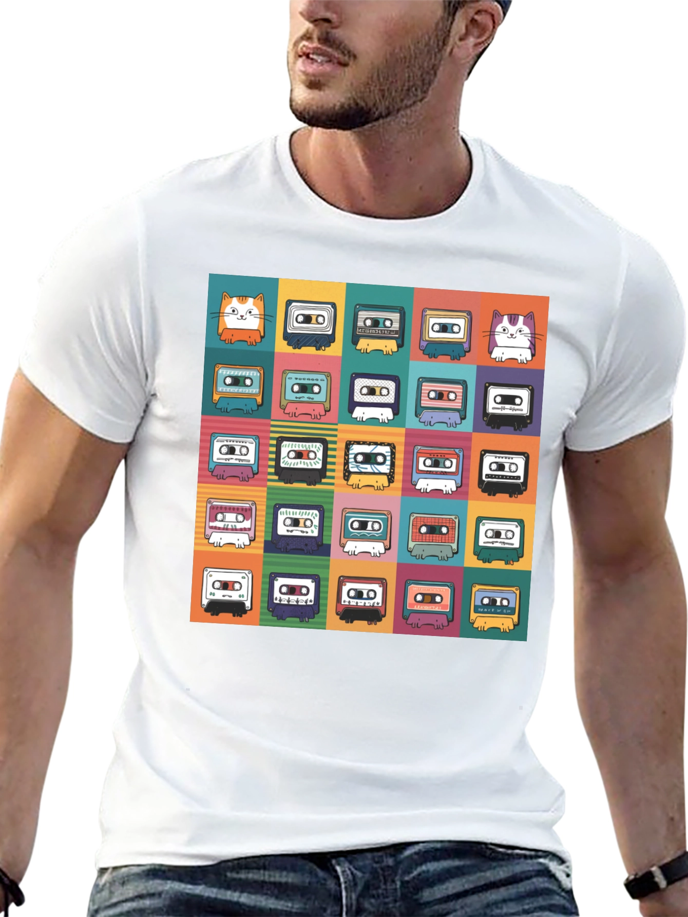 Retro Cassette Cat T-Shirt