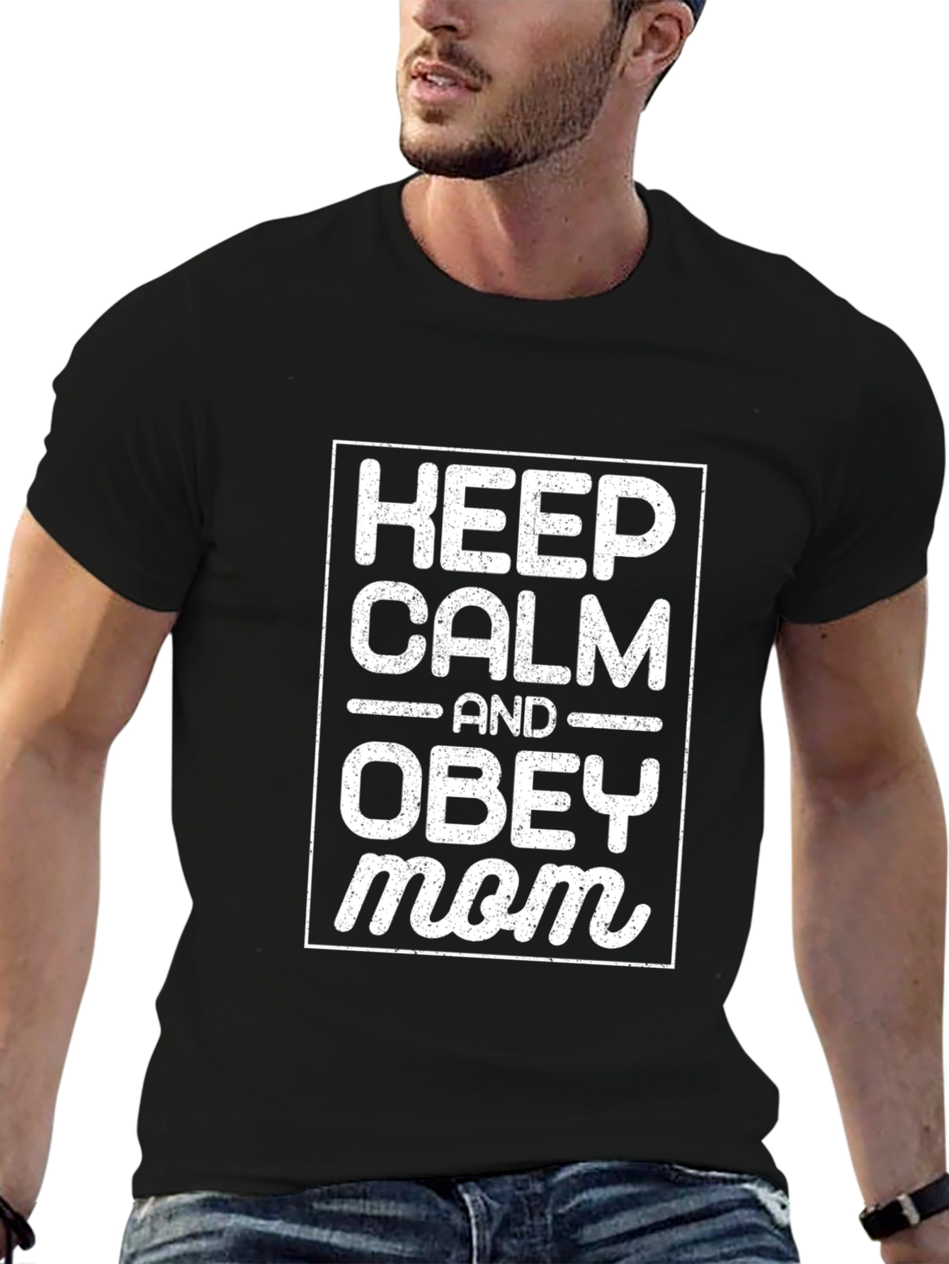 Keep Calm and Obey Mom T-Shirt - Black