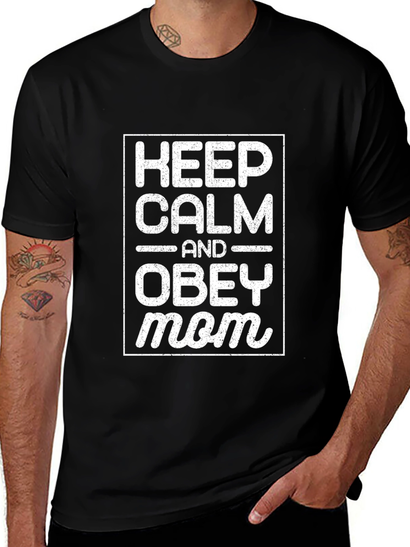 Keep Calm and Obey Mom T-Shirt - Black